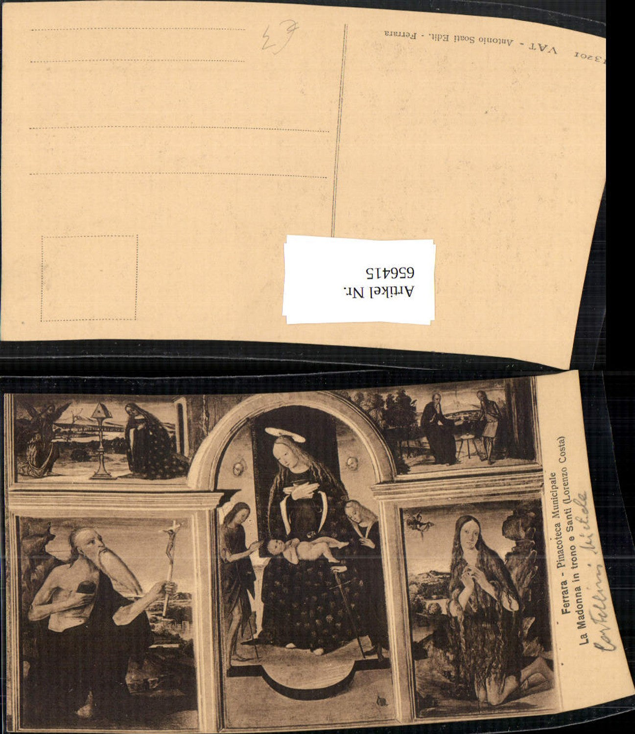 656415,Künstler Ak Lorenzo Costa La Madonna in trono e Santi Jesus Religion