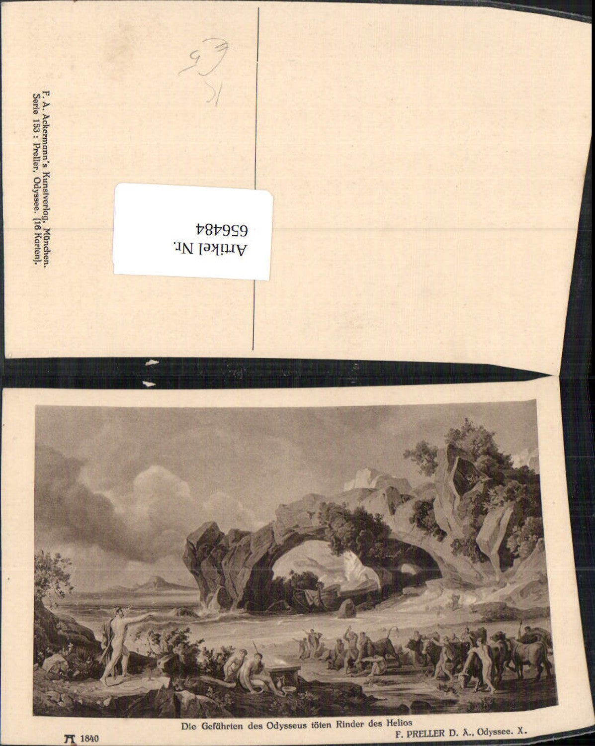 656484,Künstler Ak F. Preller d. Ältere Die Gefährten des Odysseus töten Rinder d. Helios