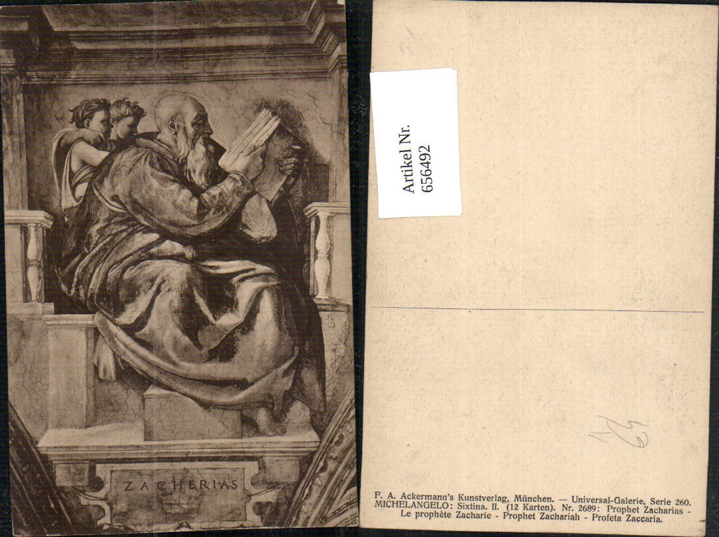 656492,Künstler Ak Michelangelo Sixtina II Prophet Zacharias Lesen