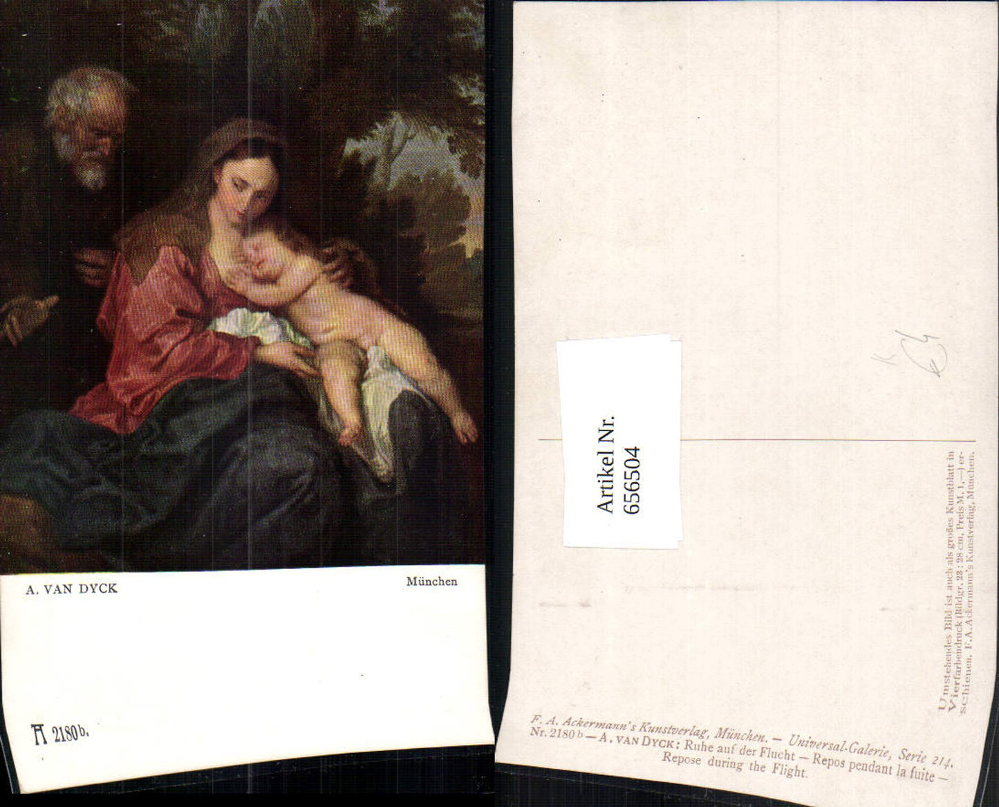 656504,Künstler Ak A. van Dyck Ruhe auf der Flucht Familie