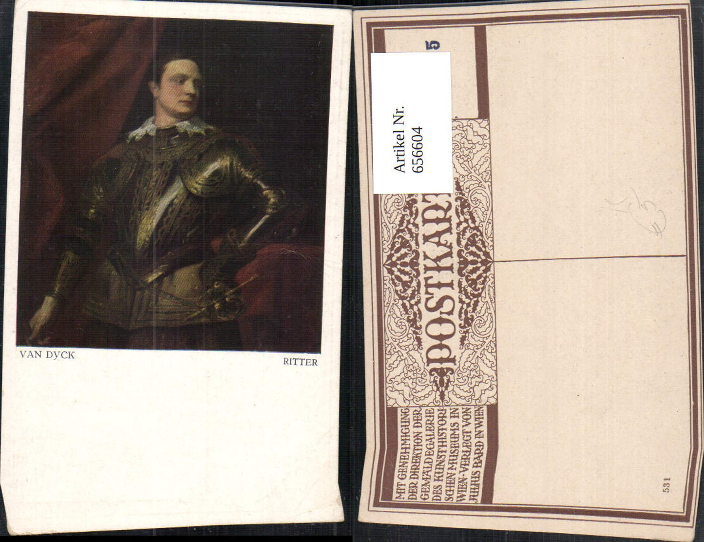 656604,Künstler Ak Van Dyck Ritter Rüstung Portrait