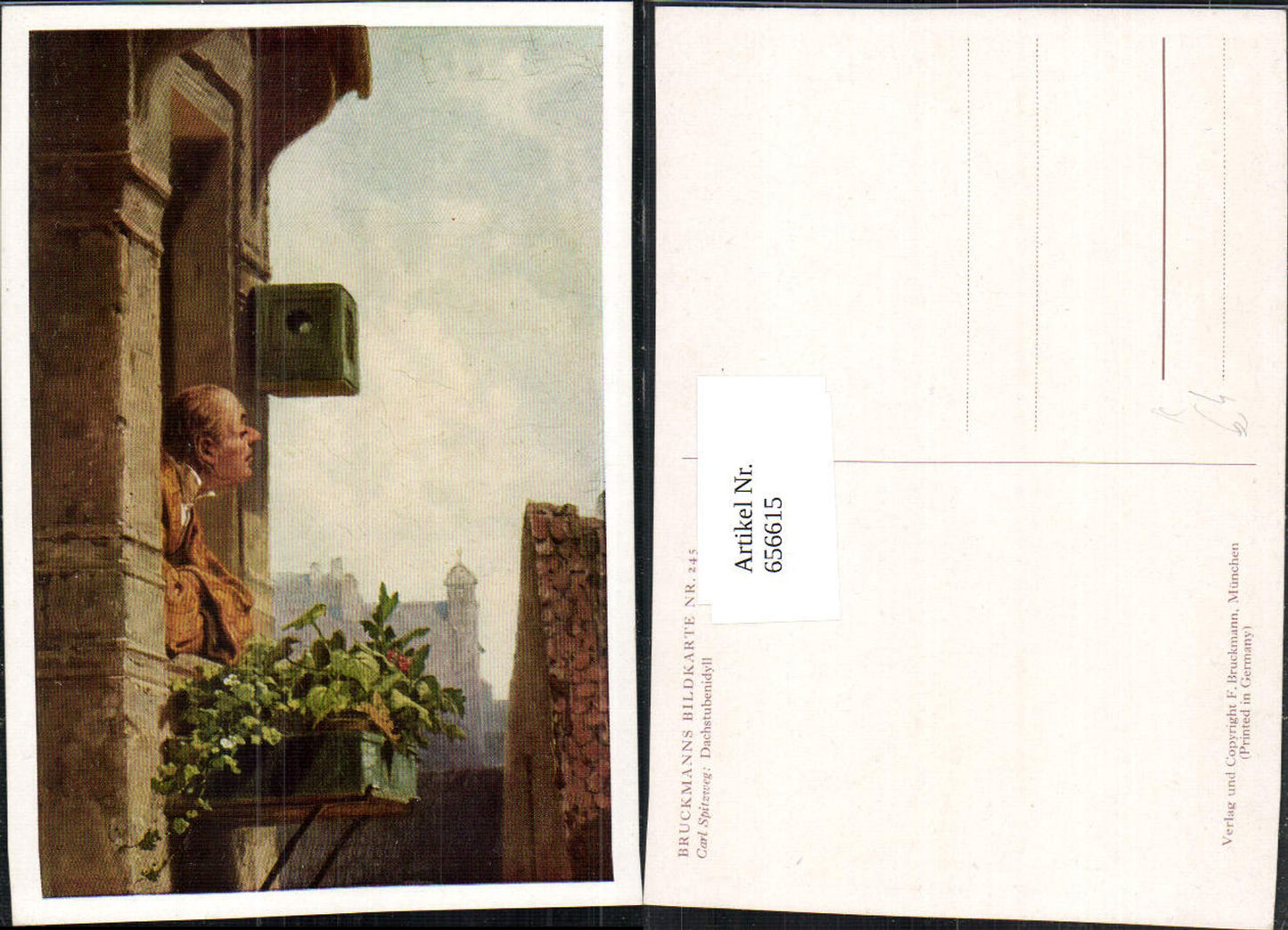 656615,Künstler Ak Carl Spitzweg Dachstubenidyll Mann am Fenster
