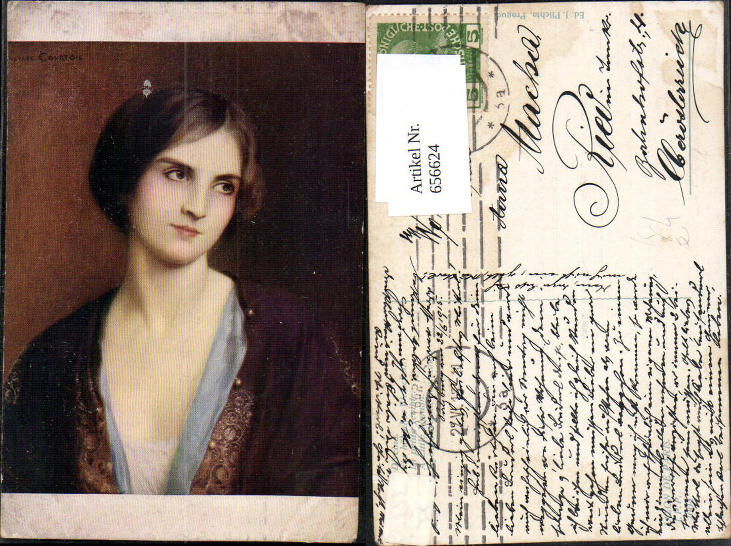 656624,Künstler Ak Gustave Courtois Ein hübsches Weibchen Frau Portrait