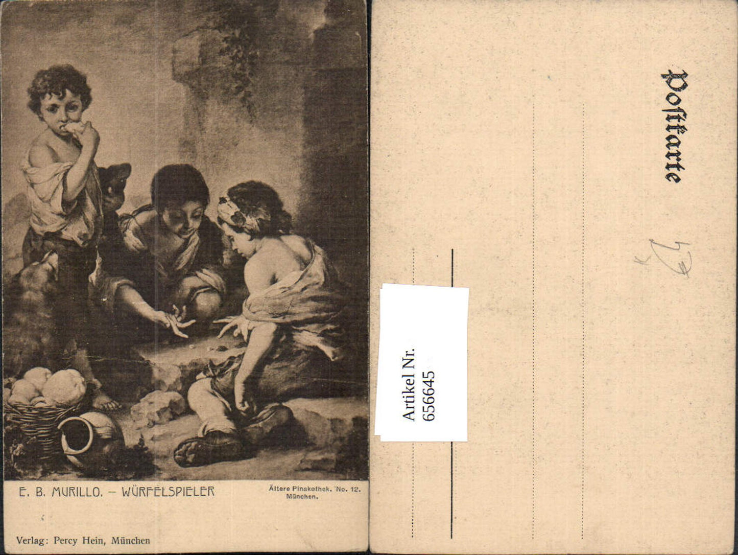 656645, Artist Ak EB Murillo Dice Players Children b. Dice