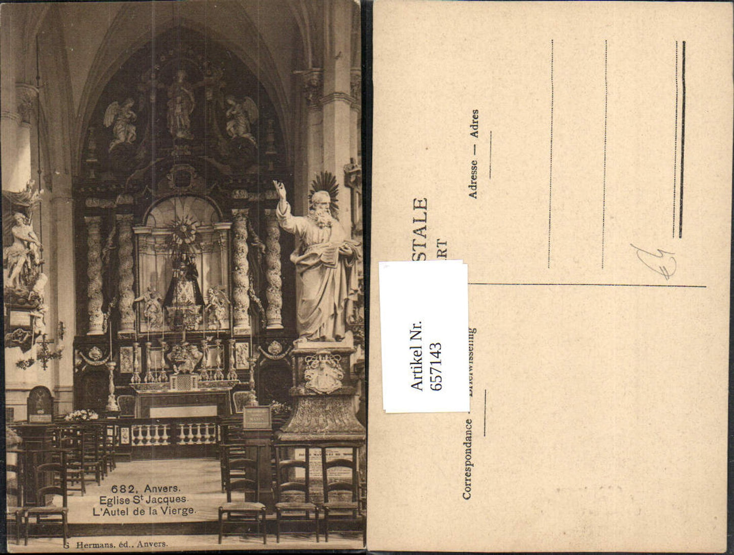 657143,Anvers Antwerpen Eglise St Jacques l Autel de la Vierge Belgium