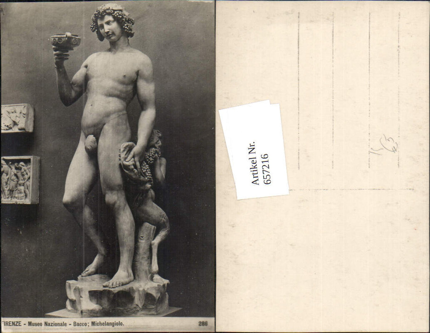 657216,Künstler Ak Michelangiolo Bacco Wein Statue
