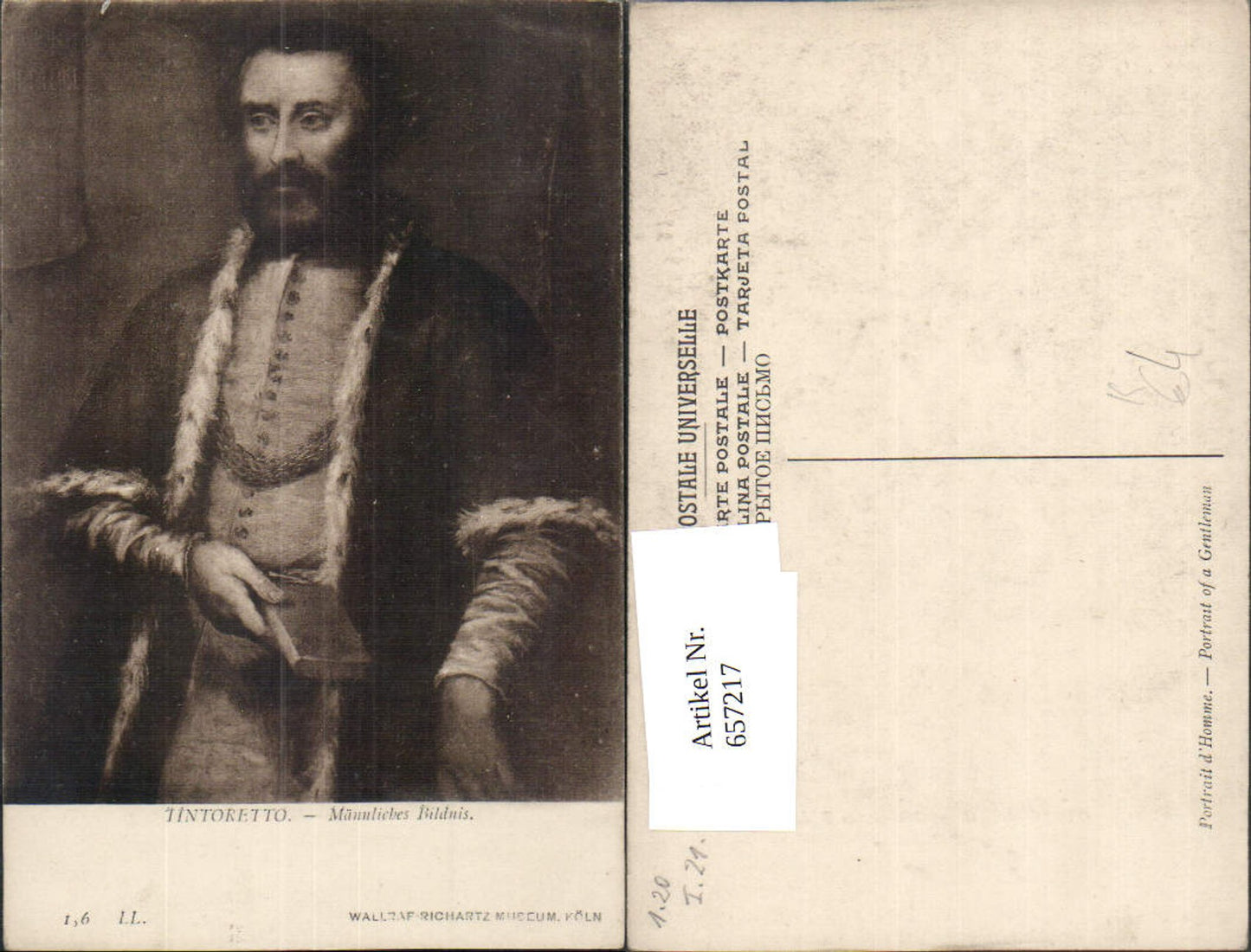 657217,Künstler Ak Tintoretto Männliches Bildnis