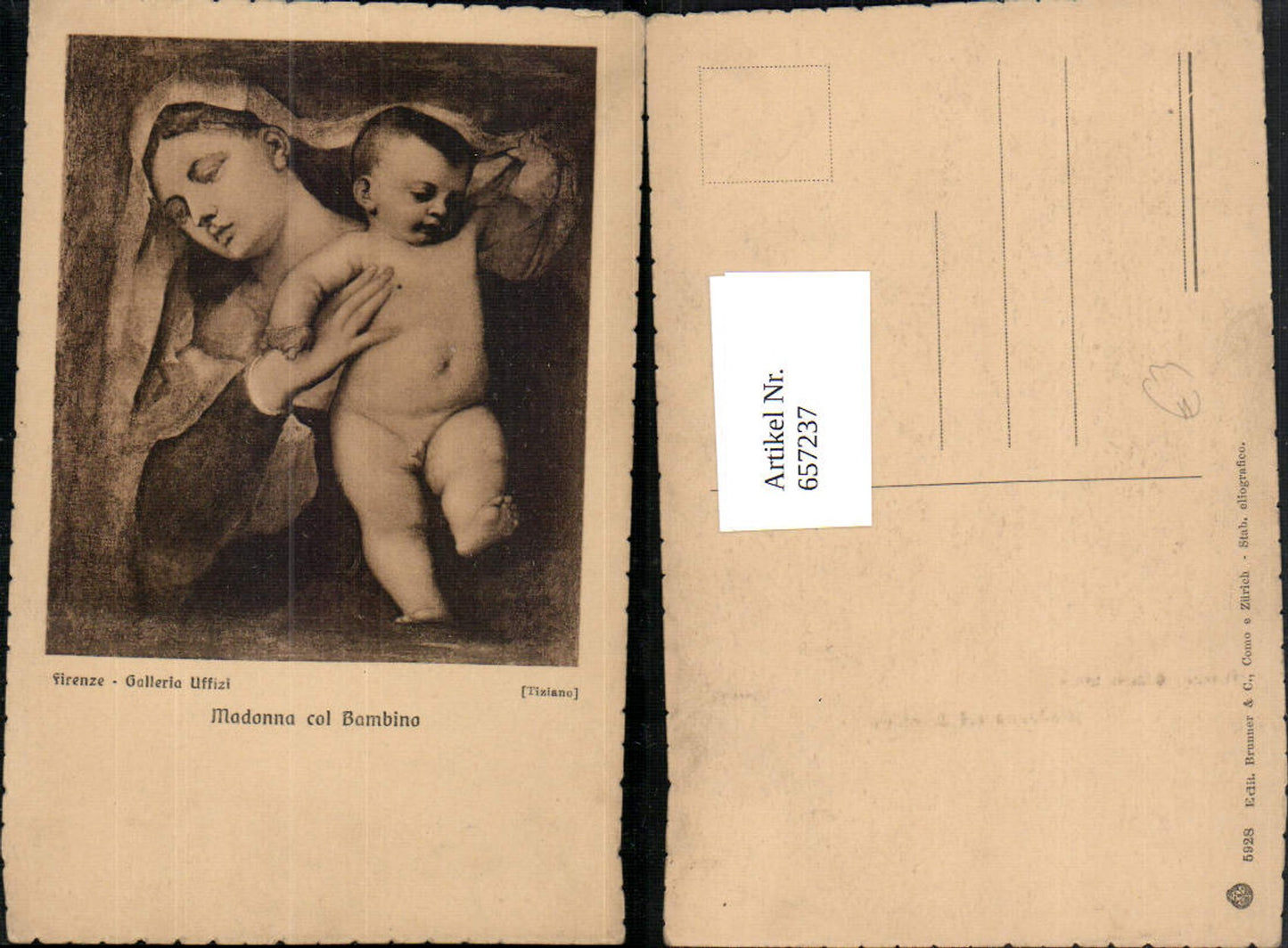 657237,Künstler Ak Tiziano Madonna col Bambino
