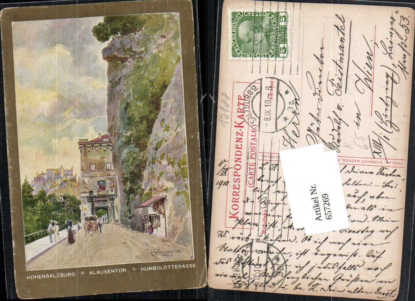 657269,Künstler AK E.T. Compton Hohensalzburg Salzburg Klausentor Humboldtterasse