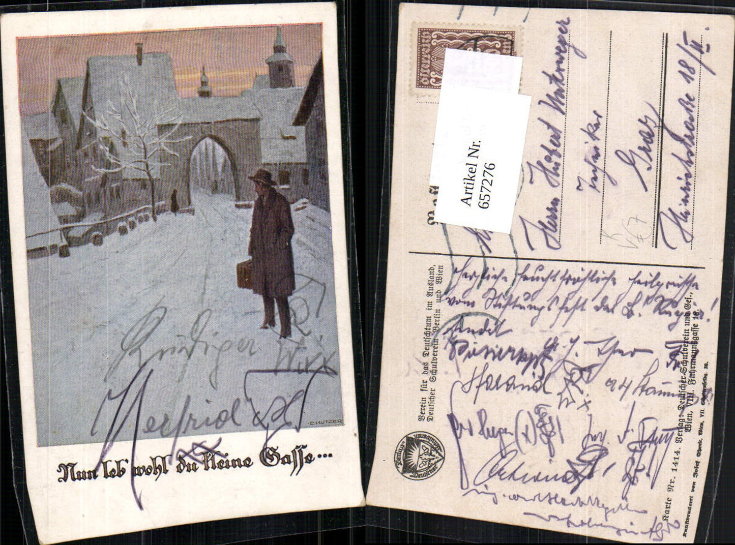 657276,Deutscher Schulverein 1414 Ernst Kutzer Leb wohl du kleine Gasse Mann Koffer