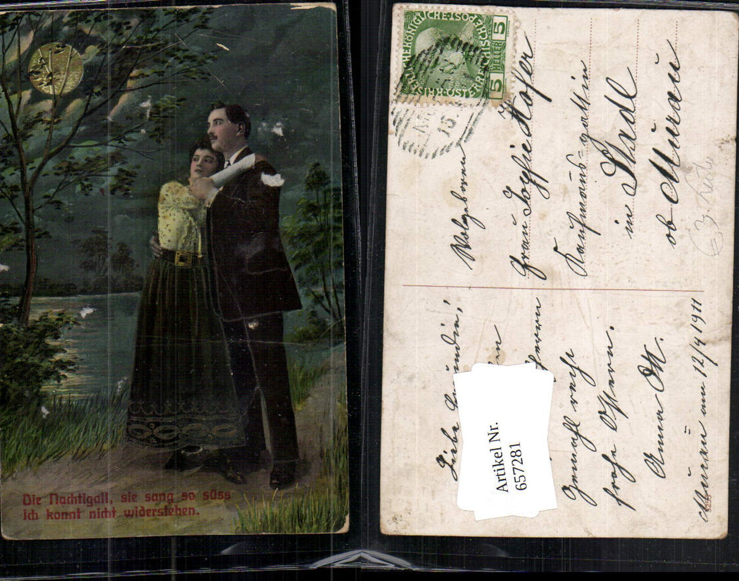 657281, Artist AK Lovers Couple Moon Night Nightingale Stp. Murau n. Stadl