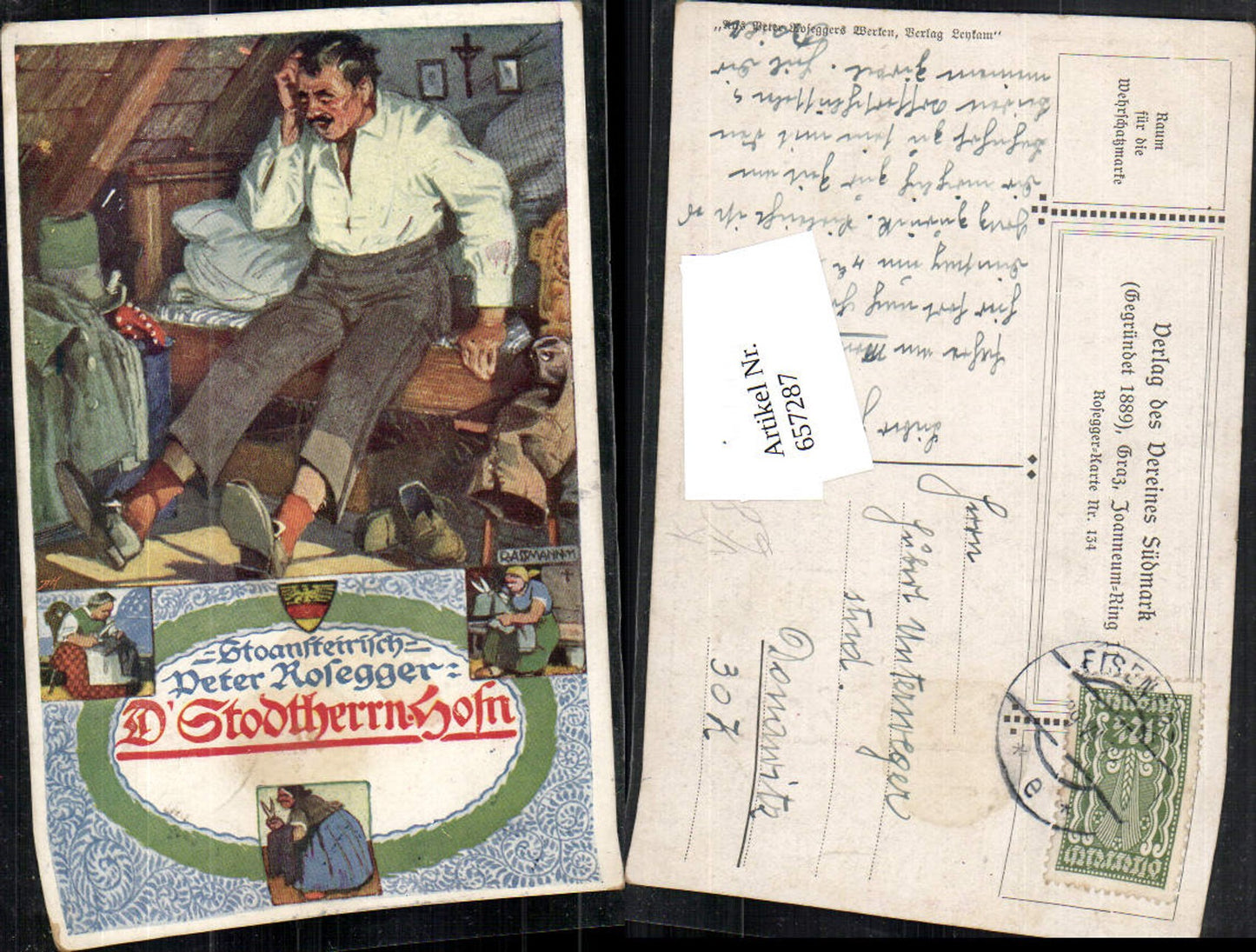 657287,R. Assmann D`Stodtherrn Hosn Peter Rosegger pub Verein Südmark 134