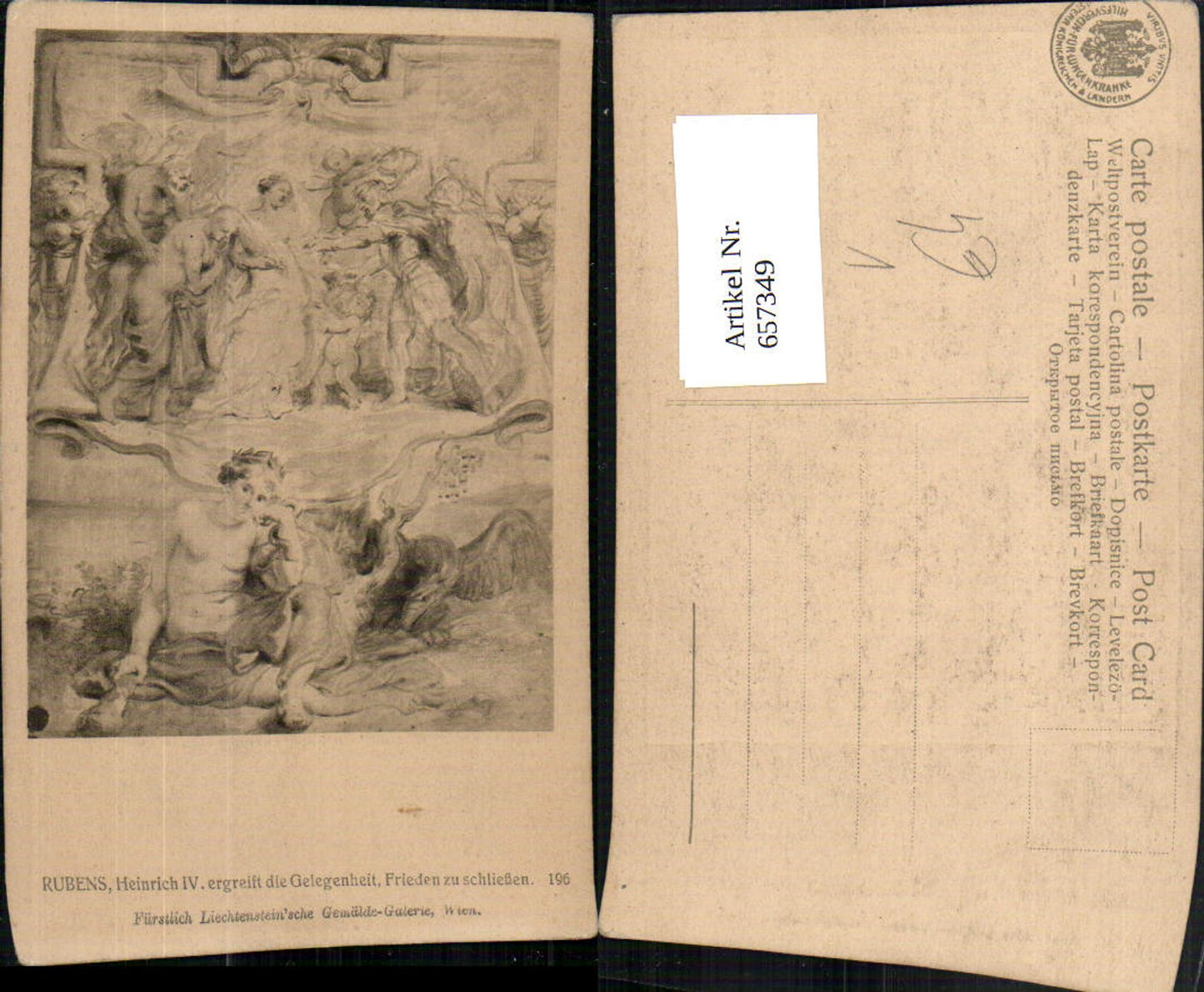 657349,Künstler AK Rubens Heinrich IV schließt Frieden pub J. Löwy 196