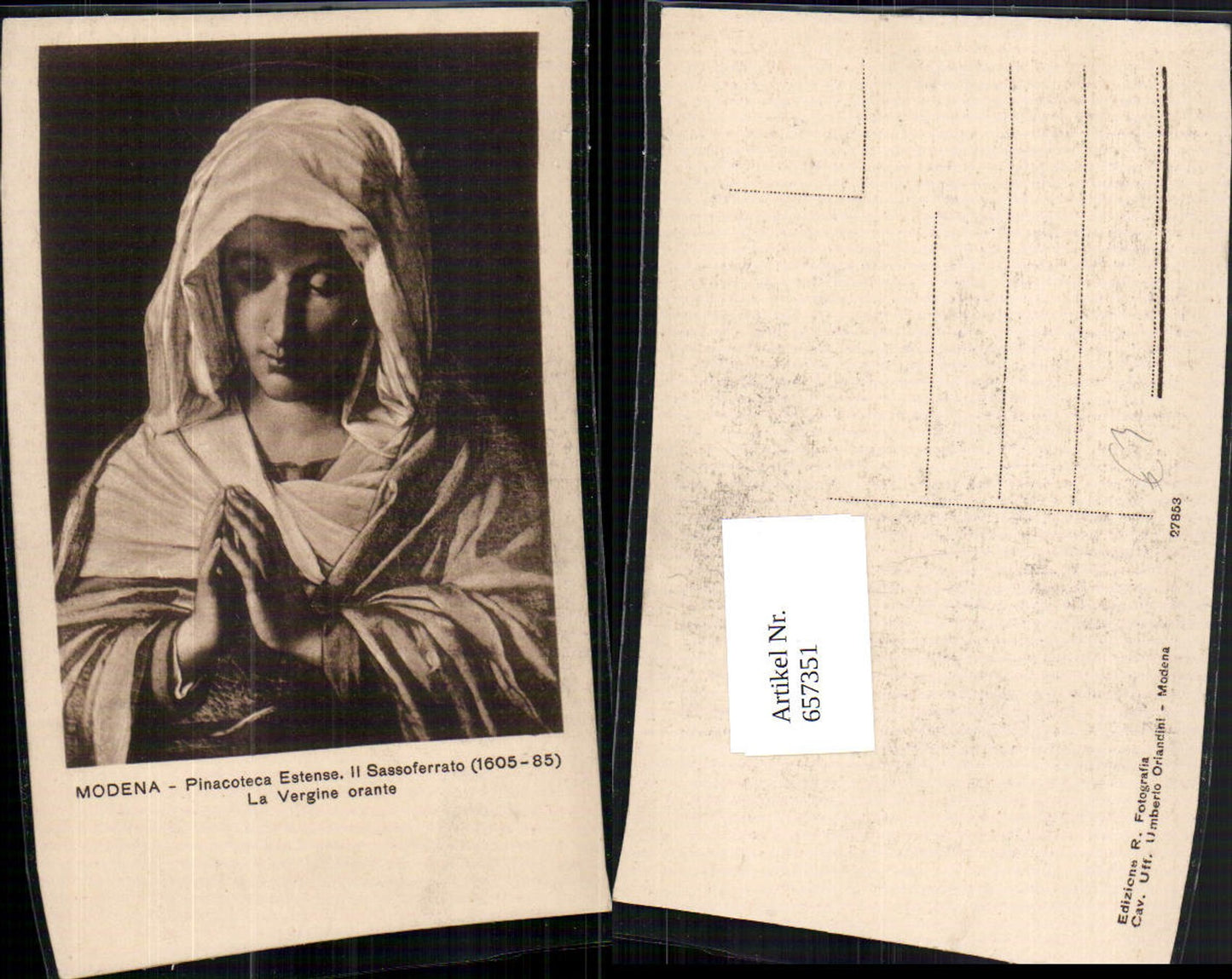 657351,Künstler AK Il Sassoferrato La Vergine orante Frau Gebet