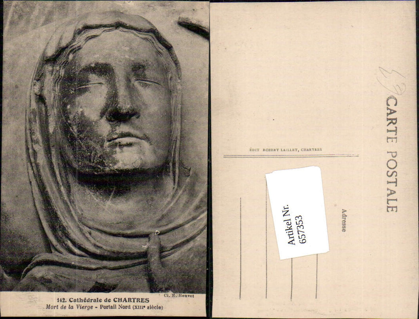 657353,Künstler AK Cl. E. Houvet Mort de la Vierge Cathedrale Chartres