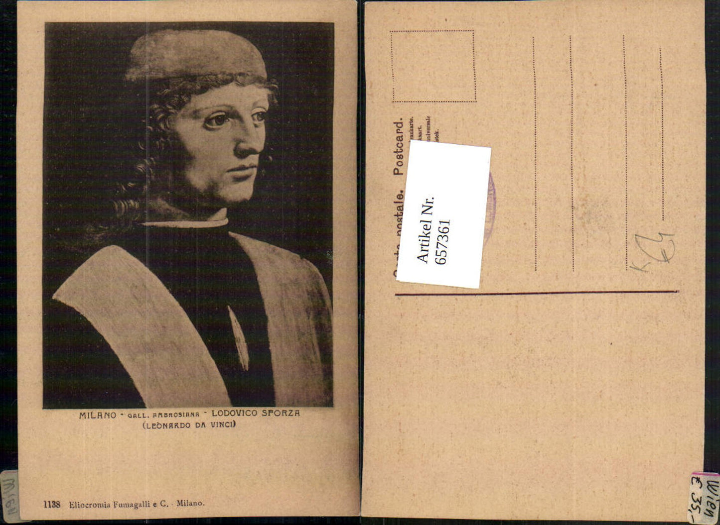 657361,Künstler AK Leonardo da Vinci Lodovico Sforza Mann Portrait