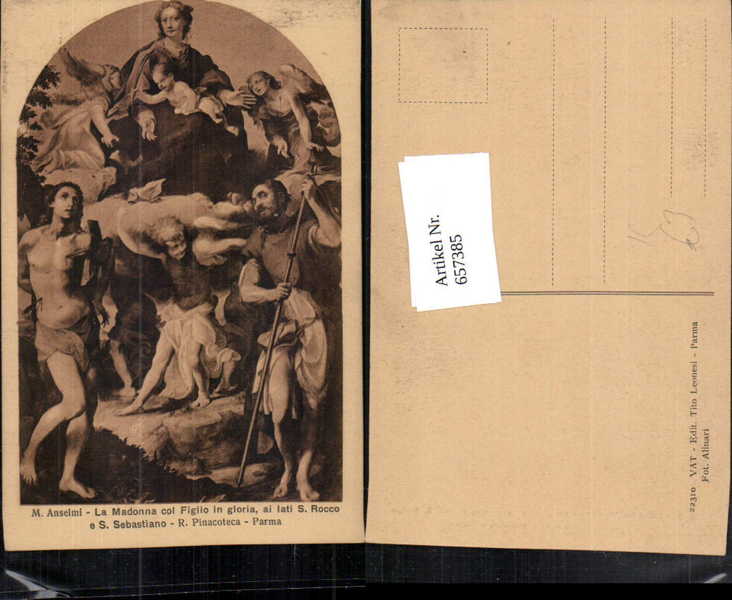 657385,Künstler AK M. Anselmi La Madonna col Figlio in gloria Engel