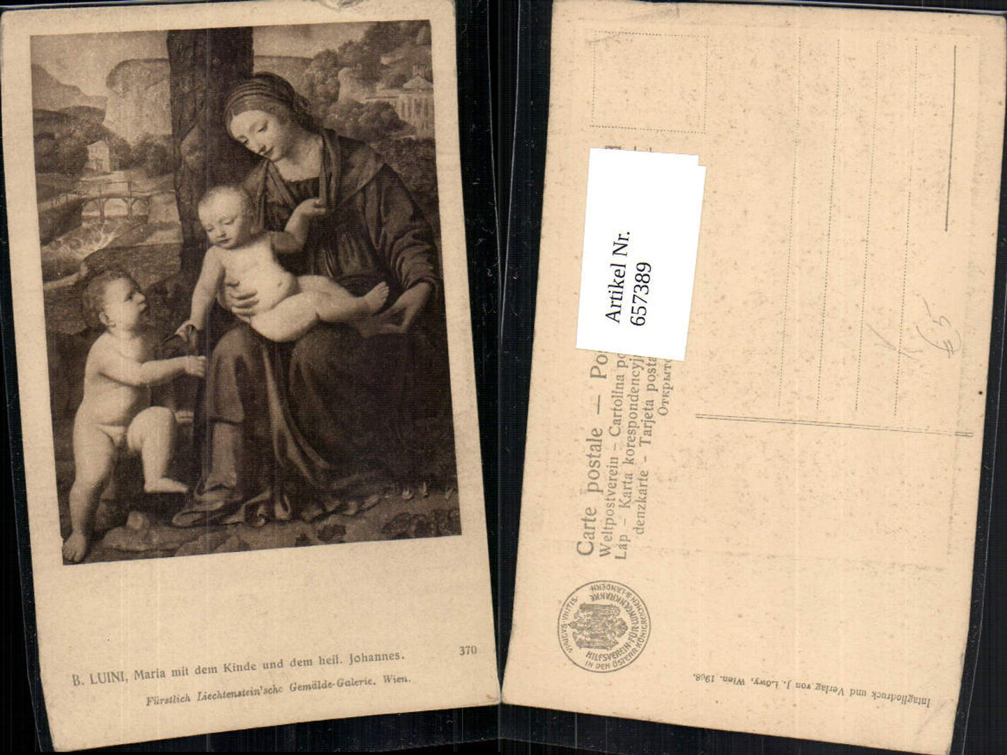 657389,Künstler AK B. Luini Maria m. d. Kinde u. Heil. Johannes pub J. Löwy 370