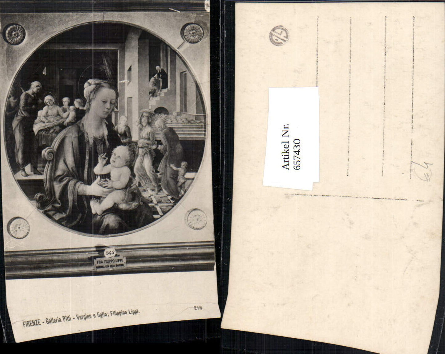 657430,Künstler AK Filippino Lippi Vergine e figlio