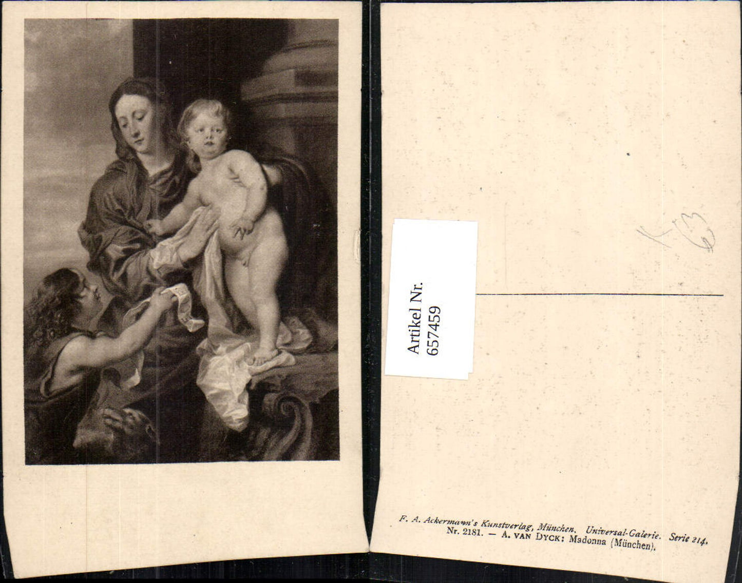 657459,Künstler AK A. Van Dyck Madonna pub F. A. Ackermann 2181