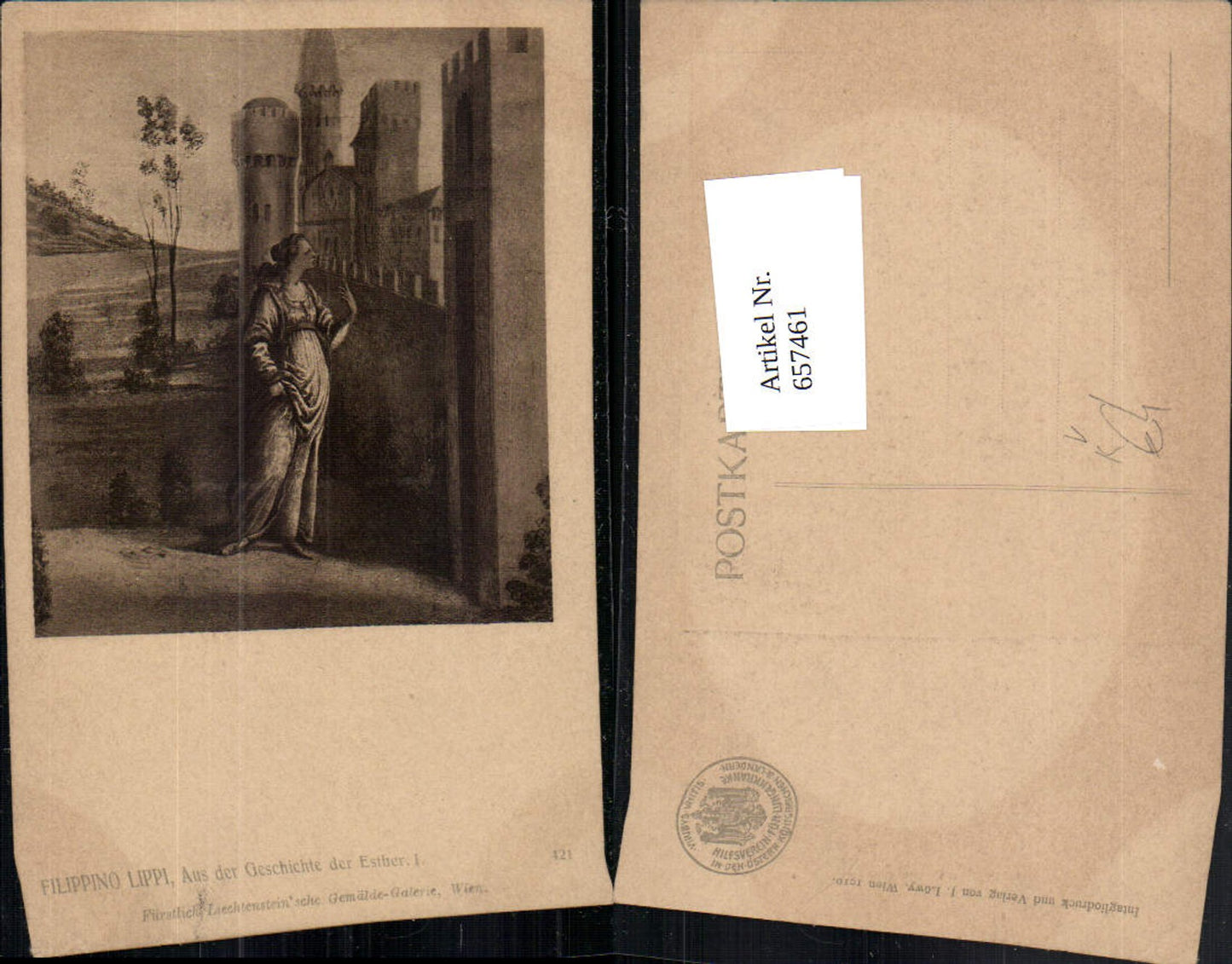 657461,Künstler AK Filippino Lippi Aus der Geschichte der Esther I pub J. Löwy 421
