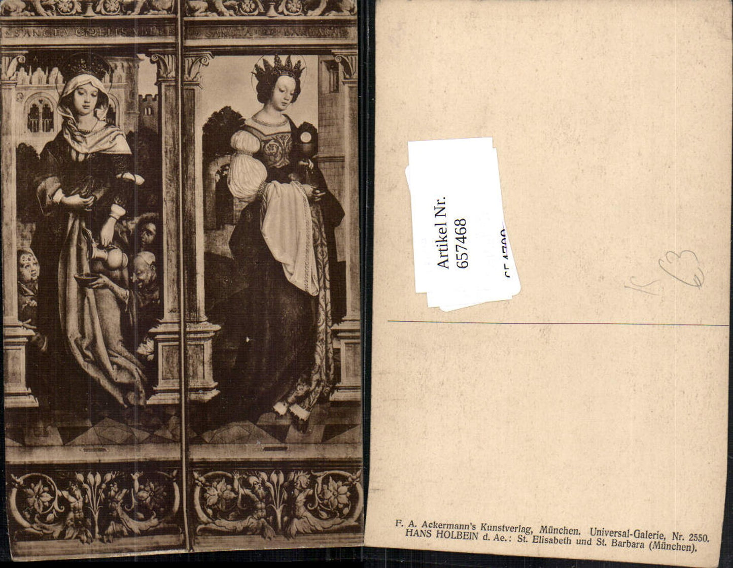657468,Künstler AK Hans Holbein d. Ältere St Elisabeth St Barbara
