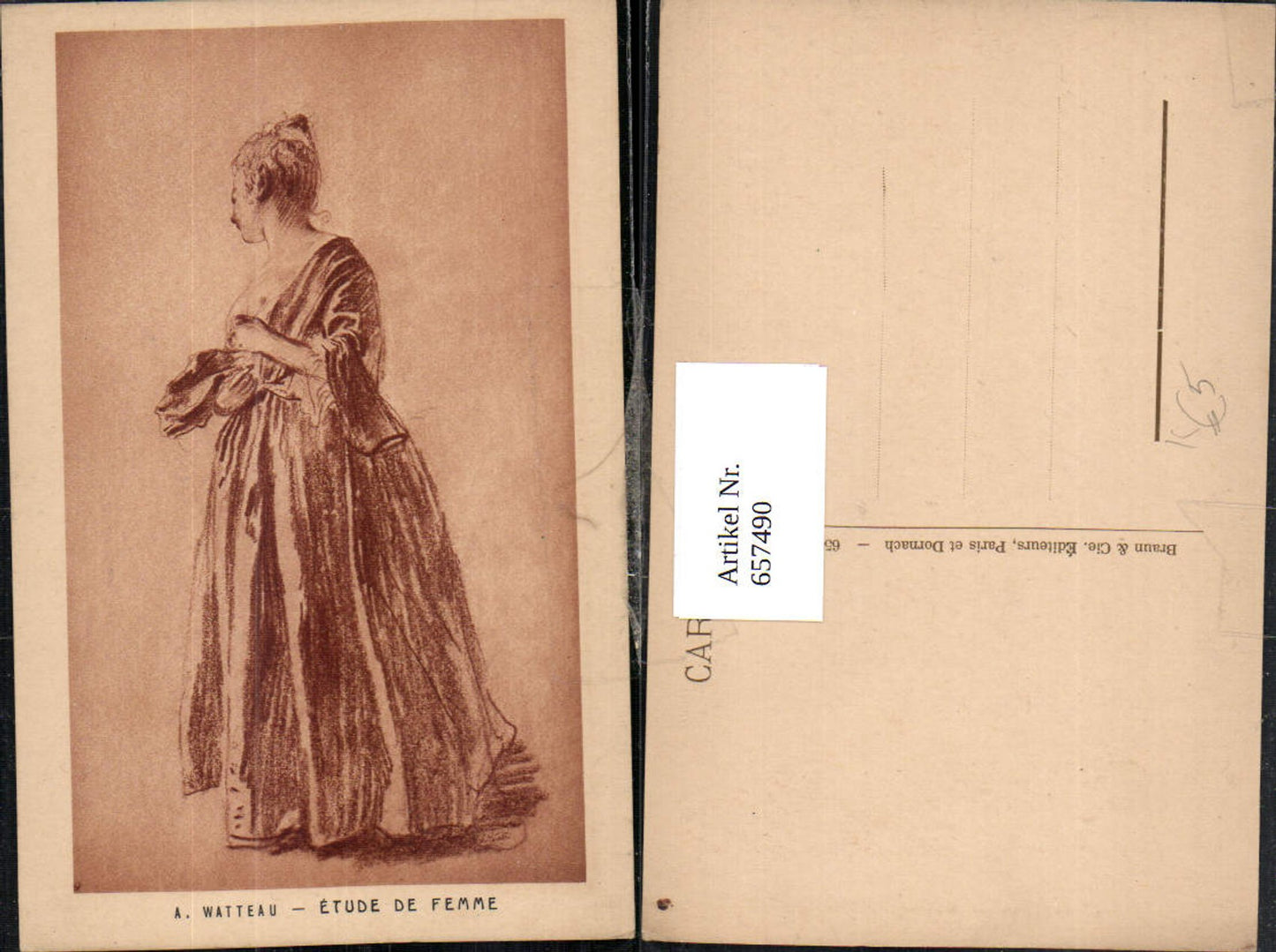 657490,Künstler AK A. Watteau Etude de Femme Frau