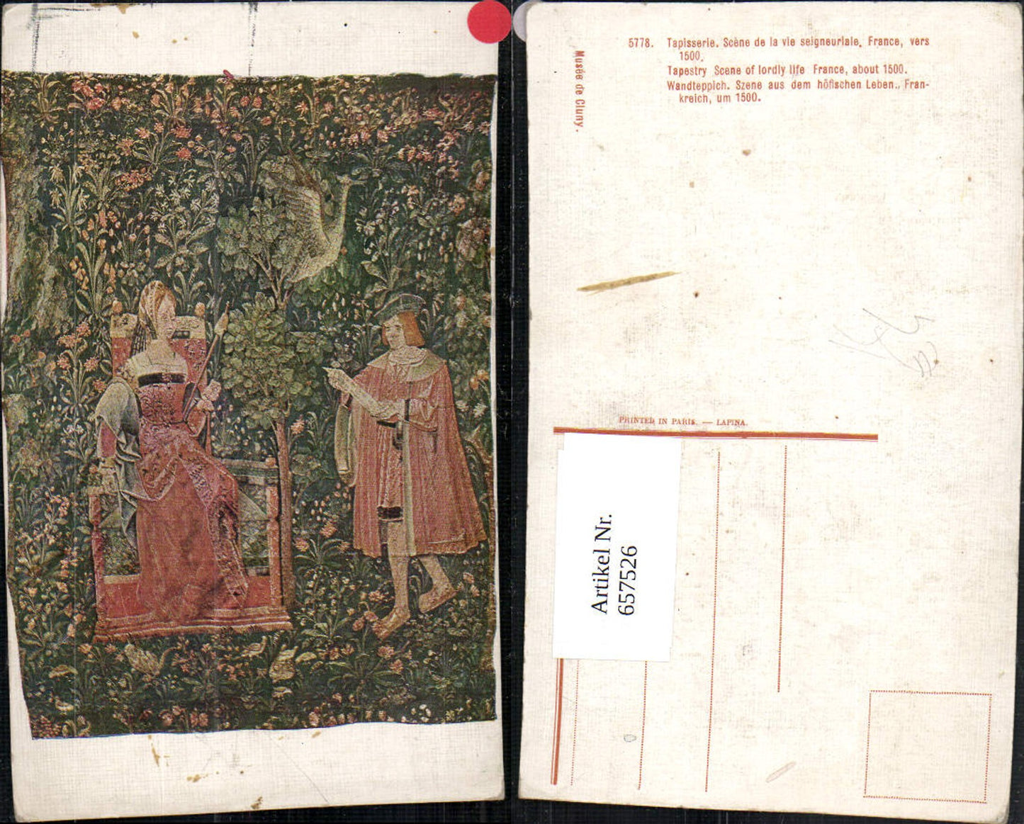 657526,Künstler AK Tapisserie Scene de la vie seigneuriale France Wandteppich