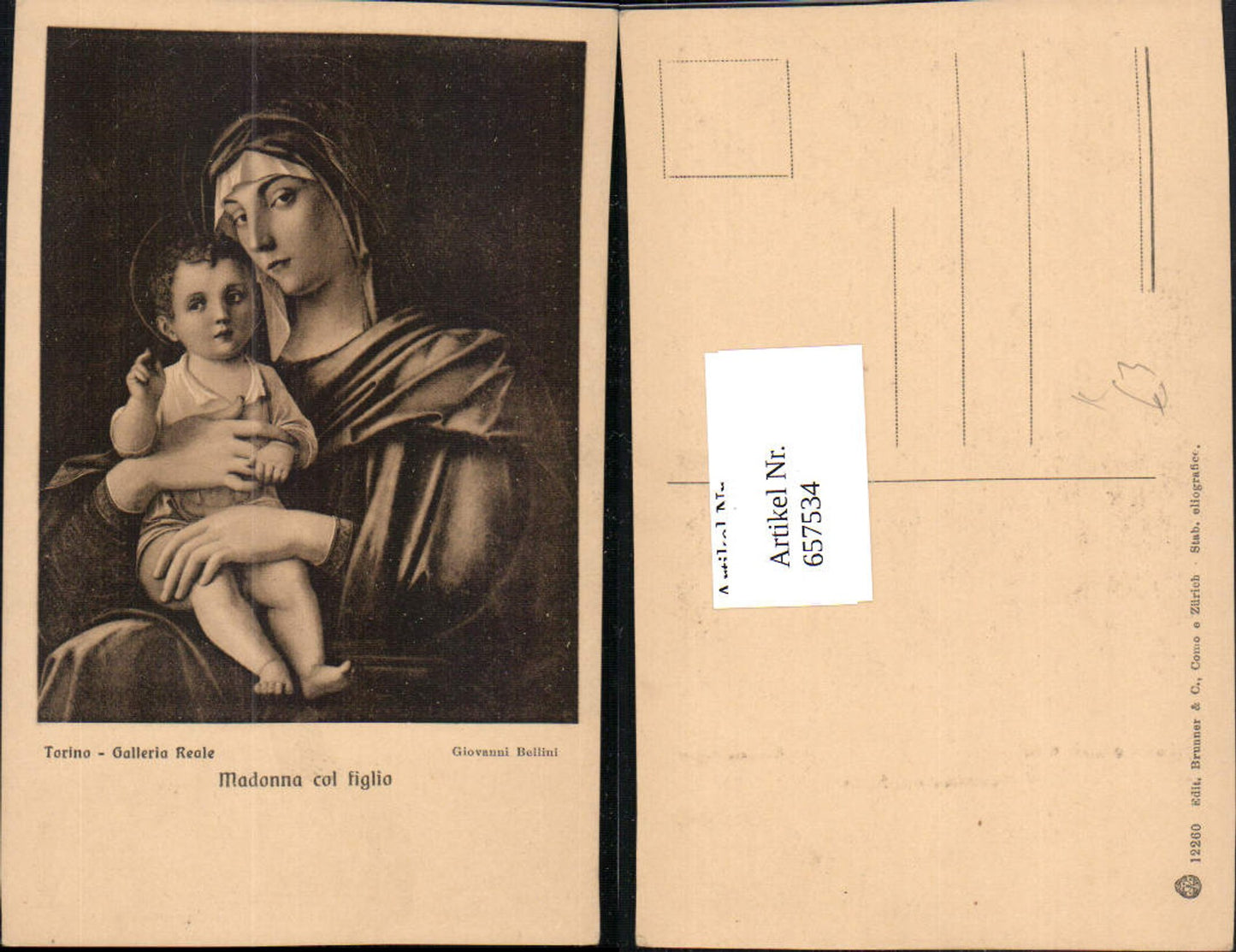 657534,Künstler AK Giovanni Bellini Madonna col figlio