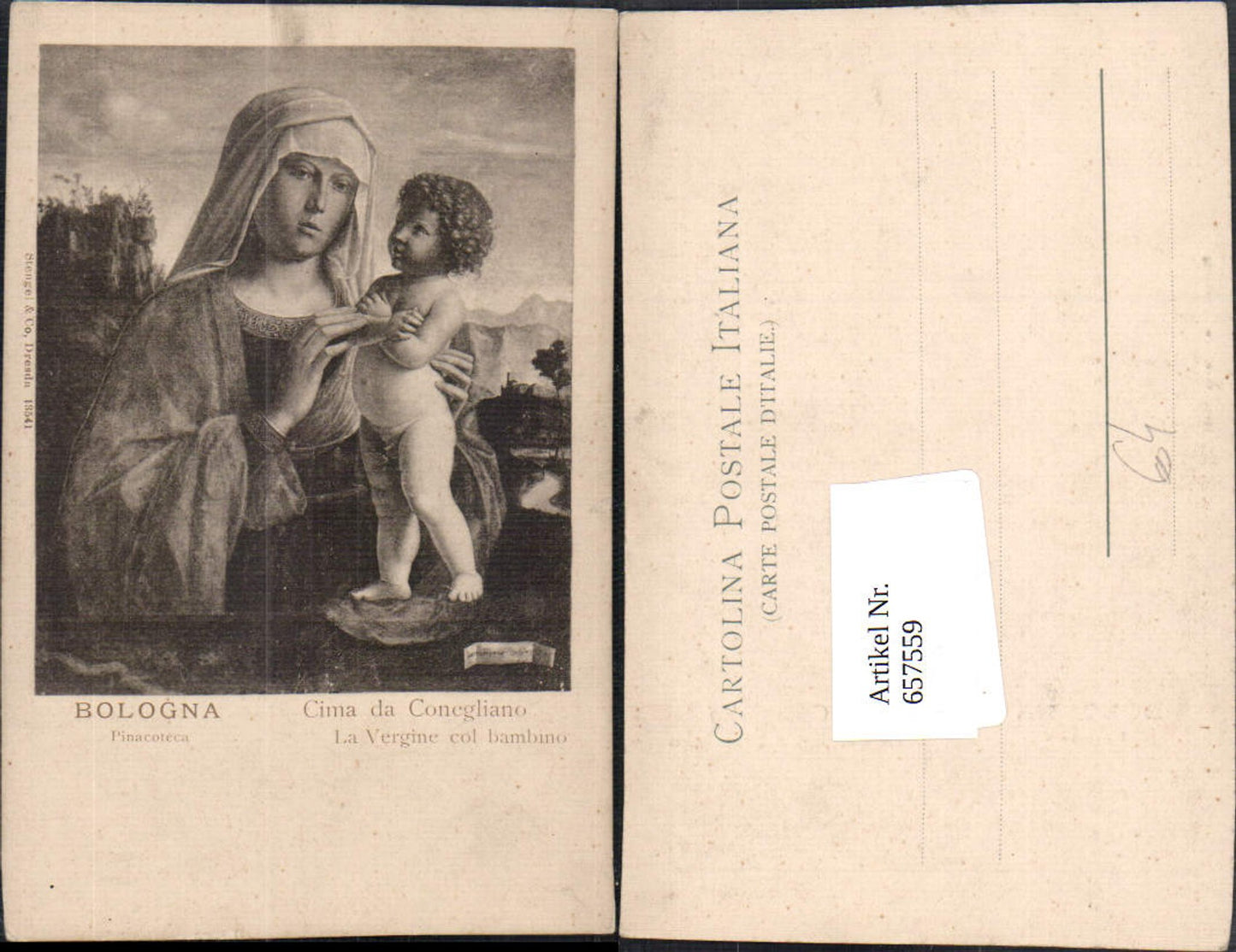 657559,Künstler AK Cima da Conegliano La Vergine col bambino