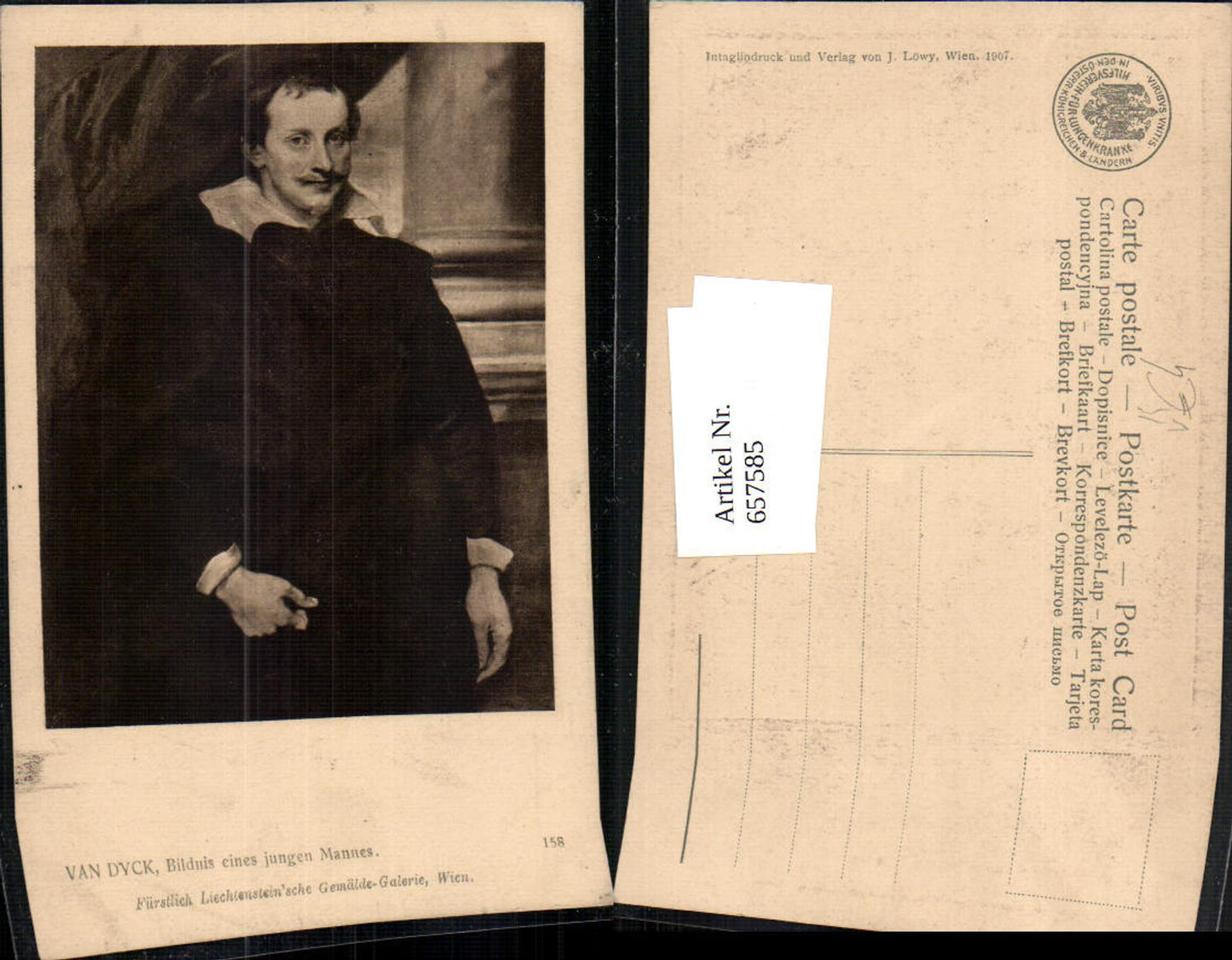 657585,Künstler AK Van Dyck Bildnis eines jungen Mannes pub J. Löwy 158