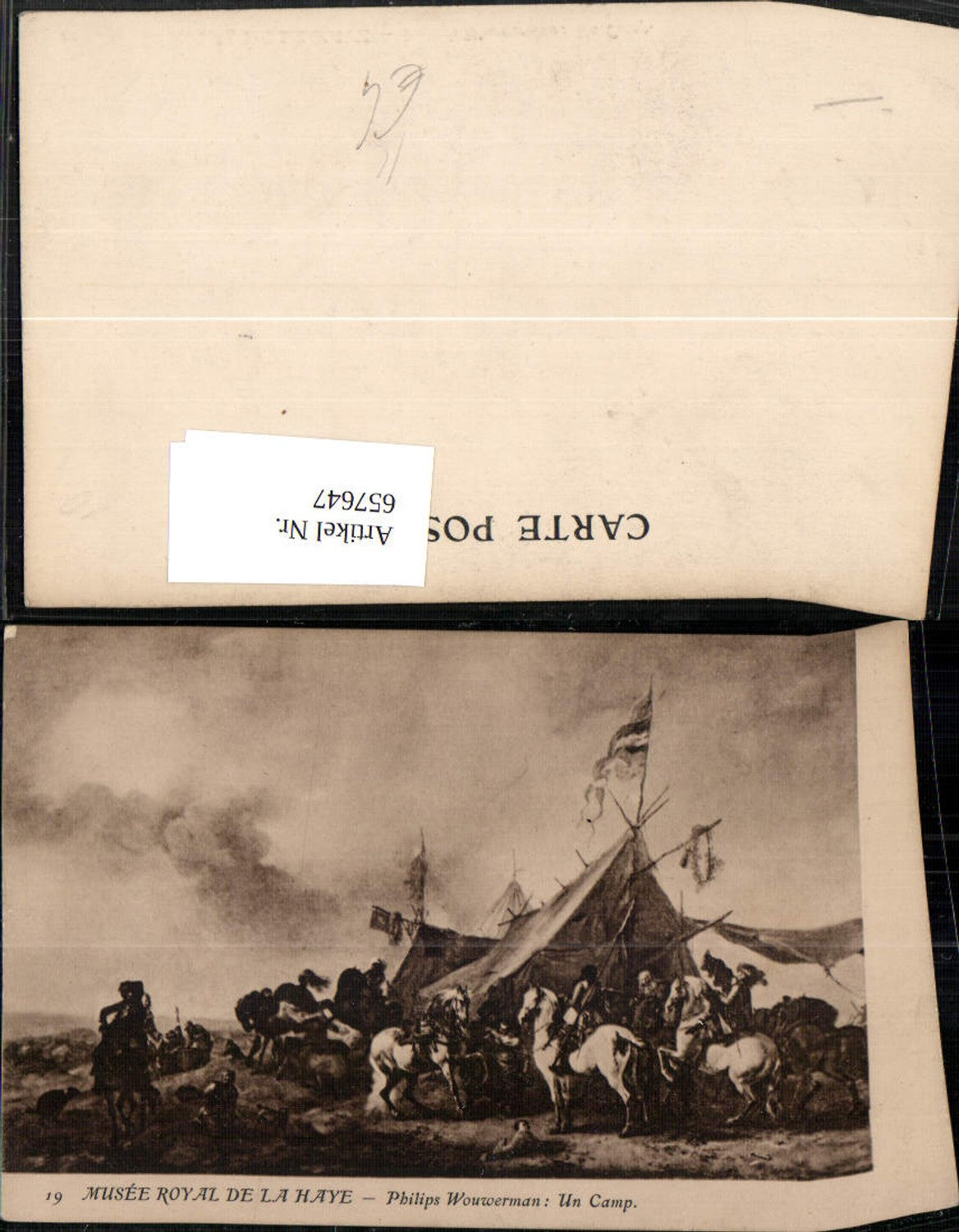 657647,Künstler AK Philips Wouwerman Un Camp Zelt Zeltlager Krieg