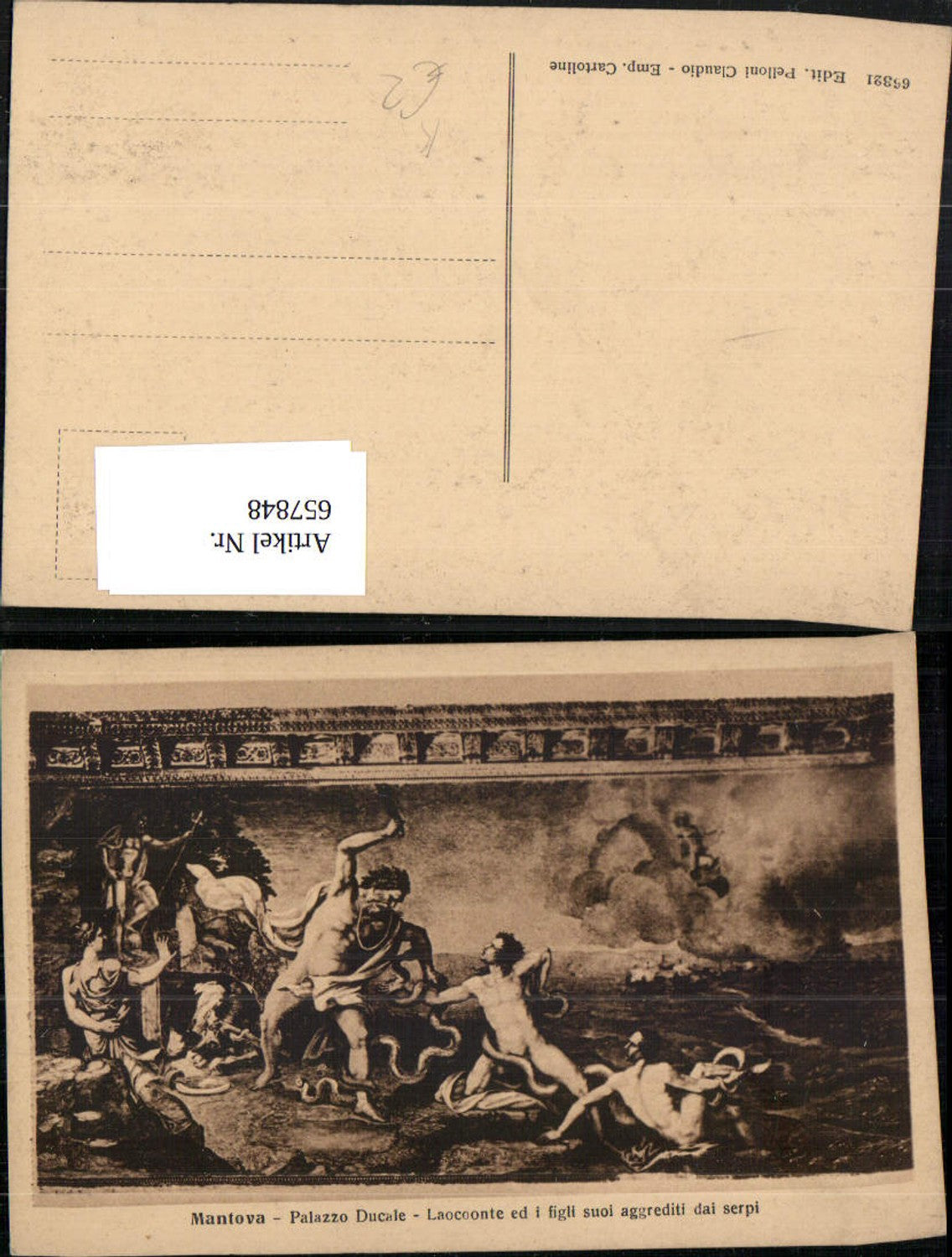 657848,Künstler Ak Mantova Palazzo Ducale Laocoonte ed i figli suoi aggrediti dai serpi