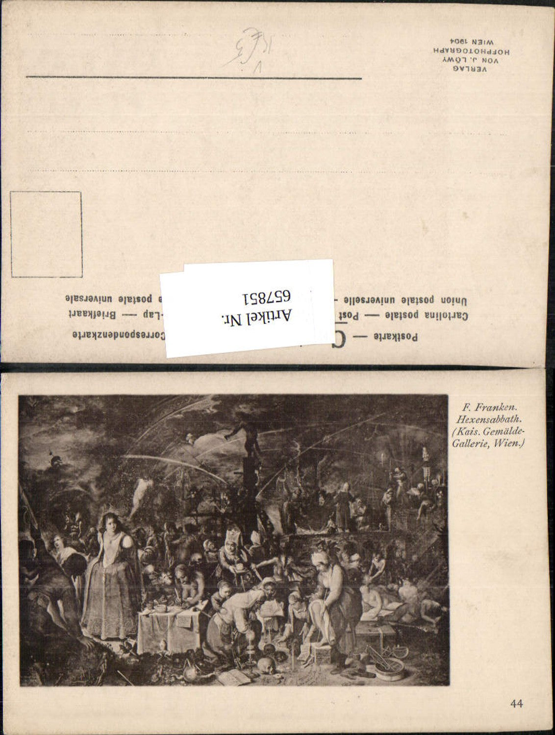 657851,Künstler Ak F. Franken Hexensabbath pub J. Löwy 44