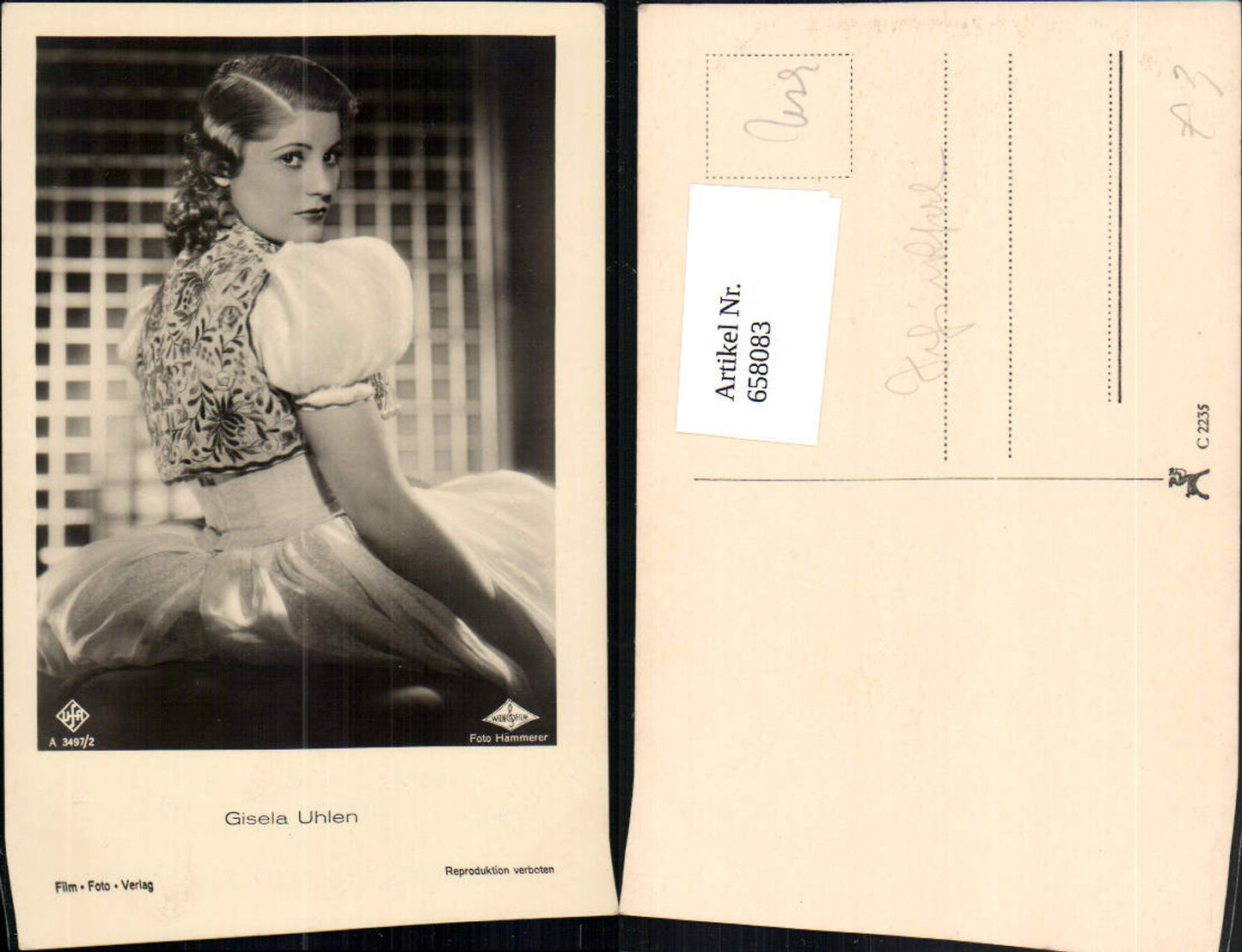 658083,Schauspielerin Gisela Uhlen pub Film Foto Verlag A 3497/2