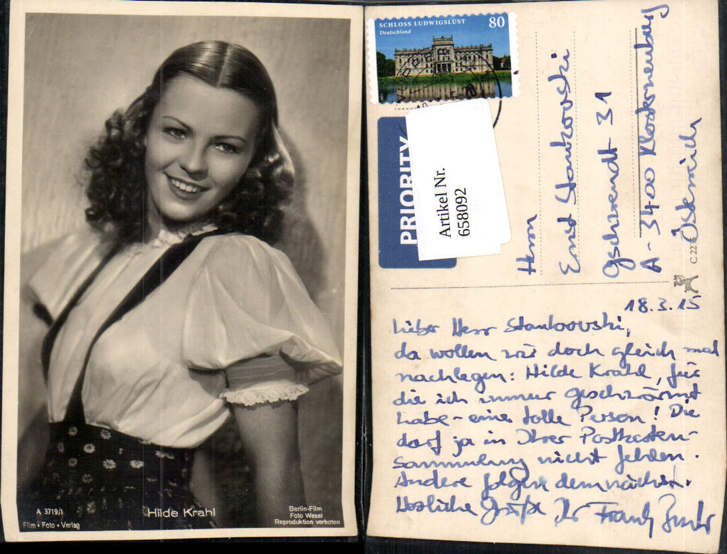 658092,Schauspielerin Hilde Krahl pub Film Foto Verlag A 3719/1