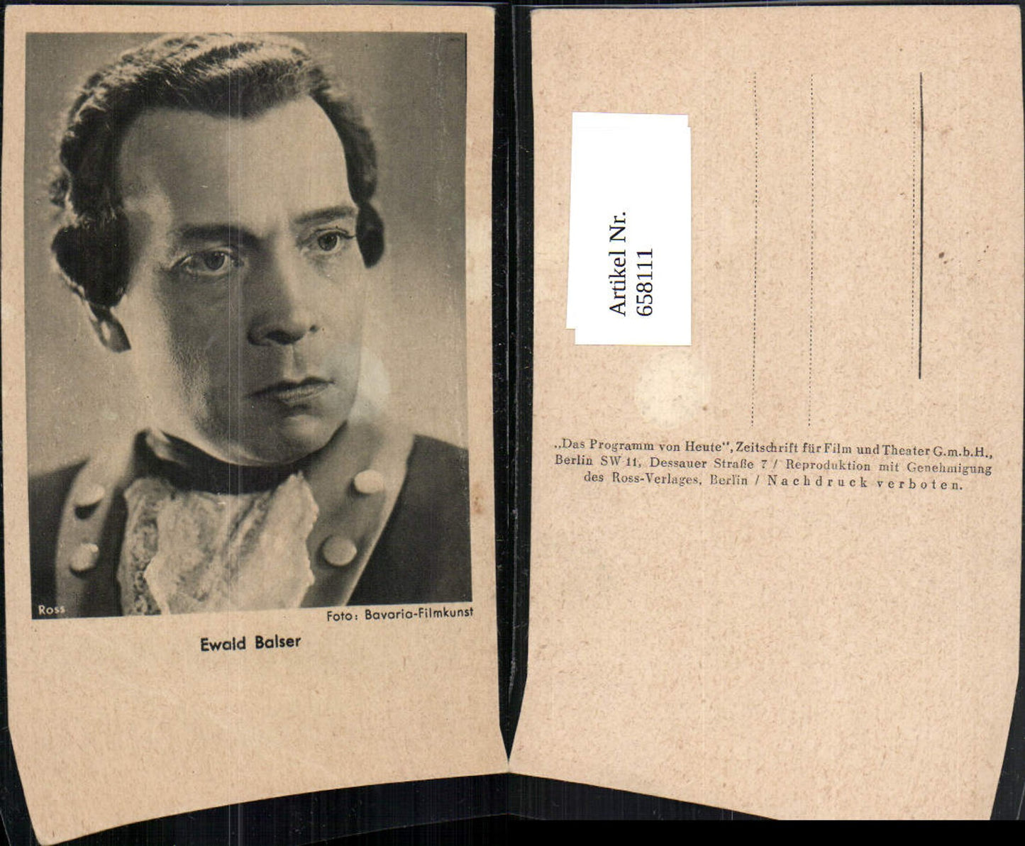 658111,Schauspieler Ewald Balser pub Ross