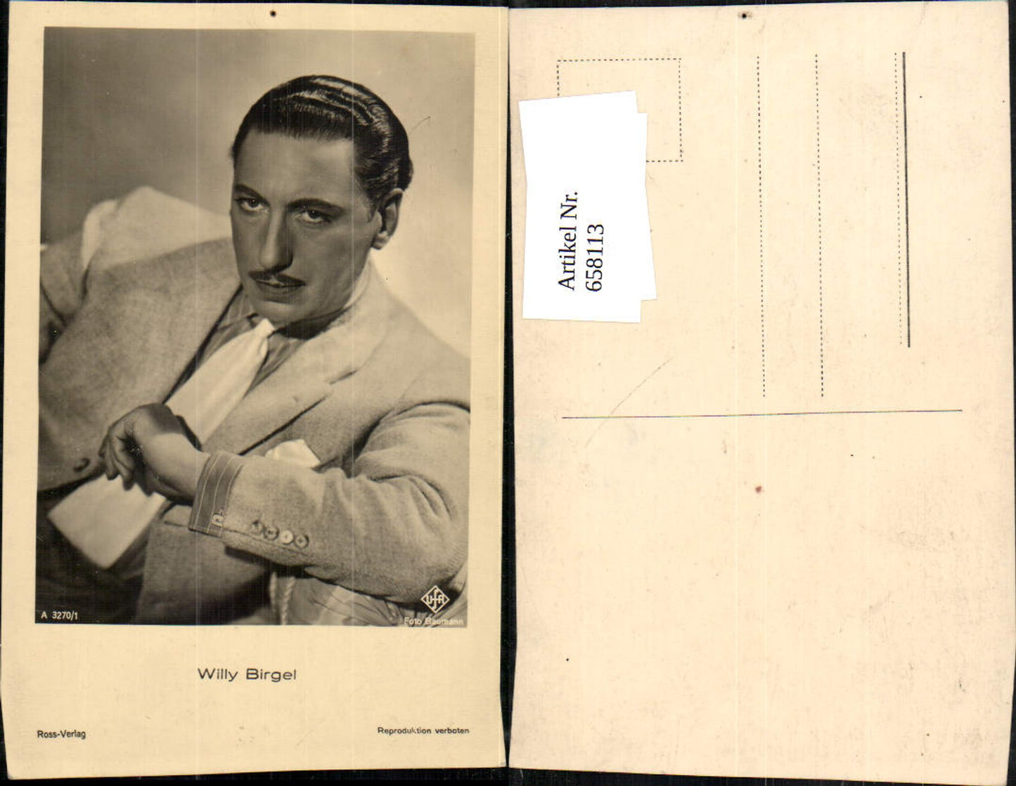 658113,Schauspieler Willy Birgel pub Ross A 3270/1