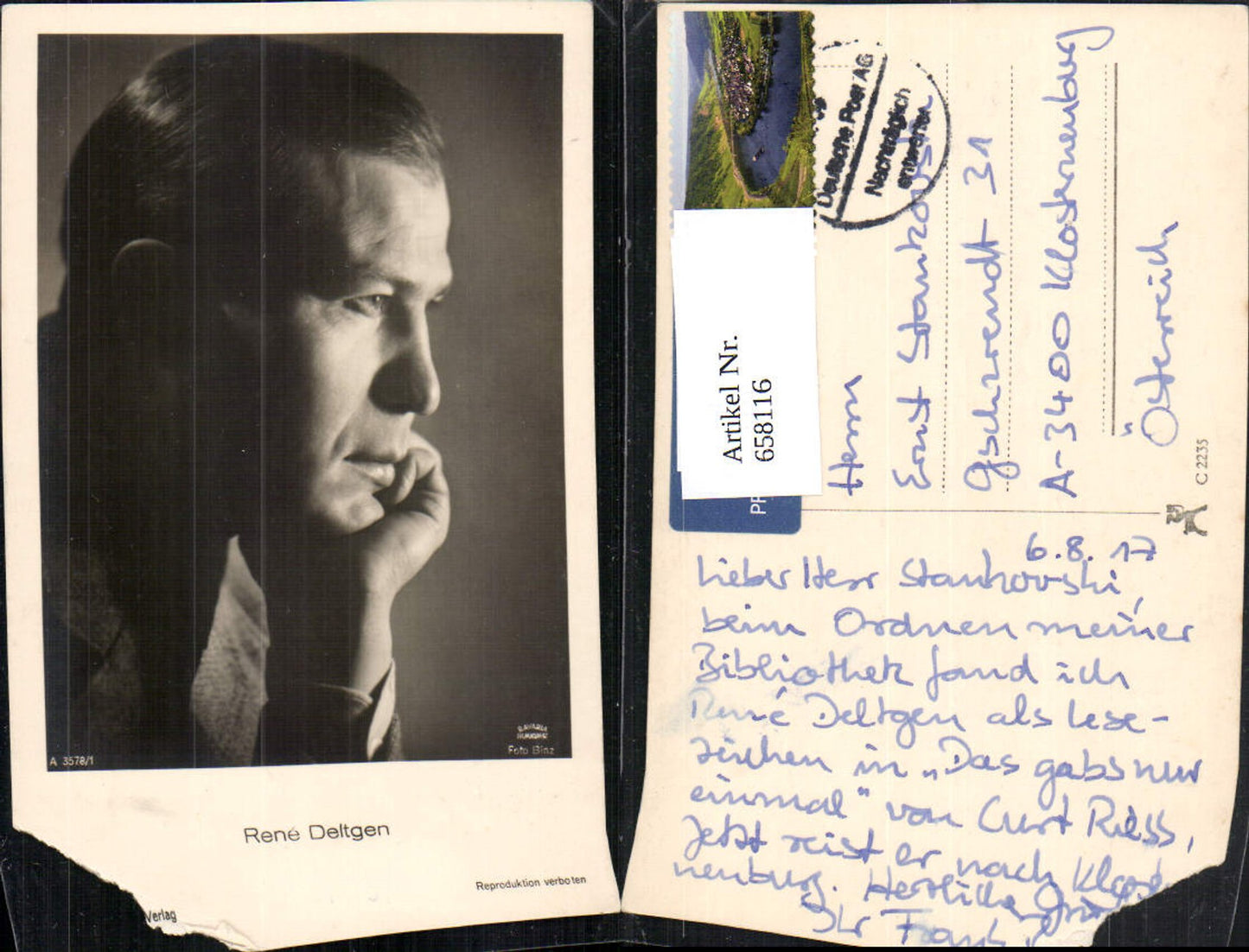 658116,Schauspieler Rene Deltgen pub Film Foto Verlag A 3578/1