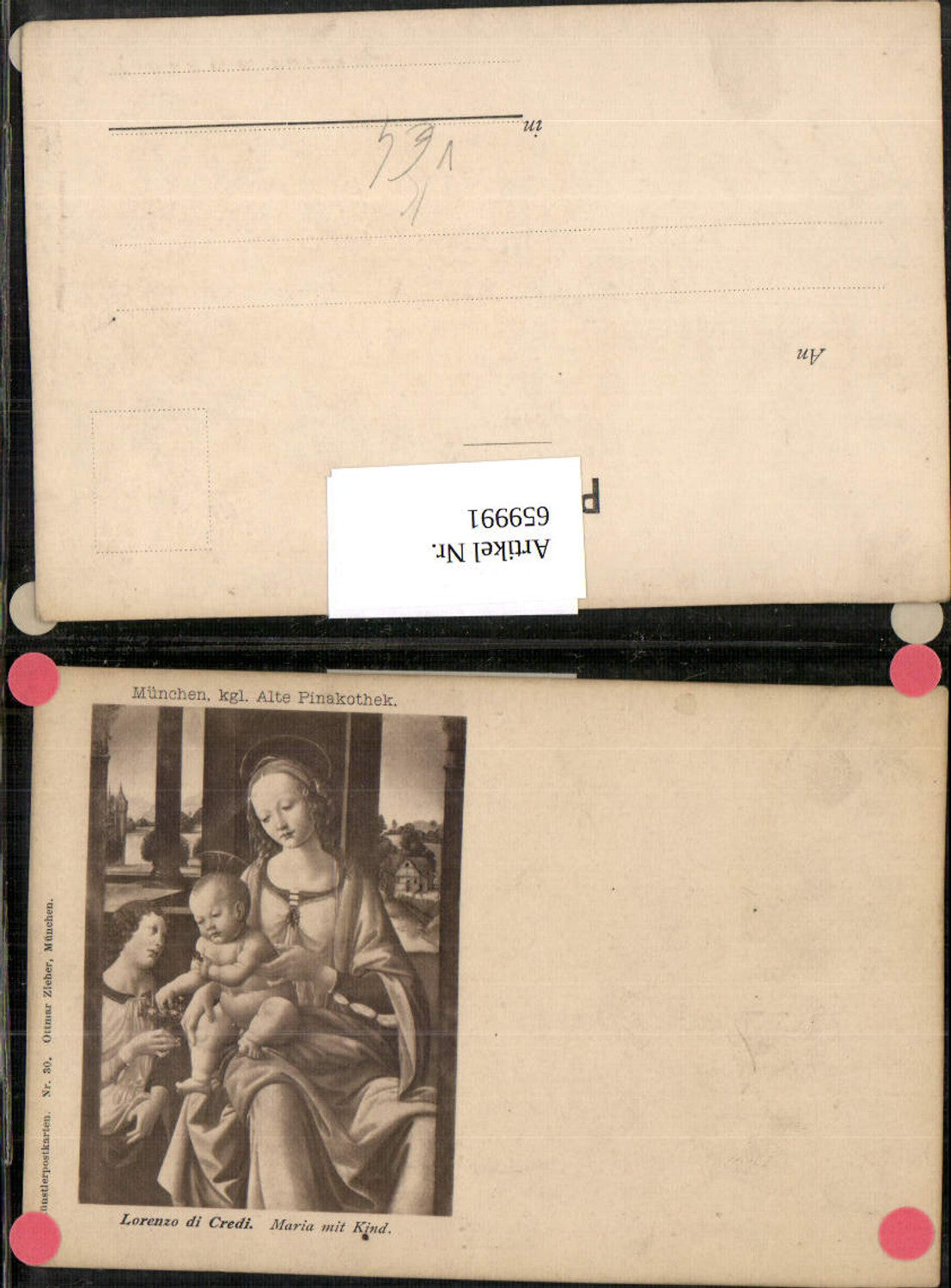 659991,Künstler Ak Lorenzo di Credi Maria mit Kind Religion pub Ottmar Zieher 30