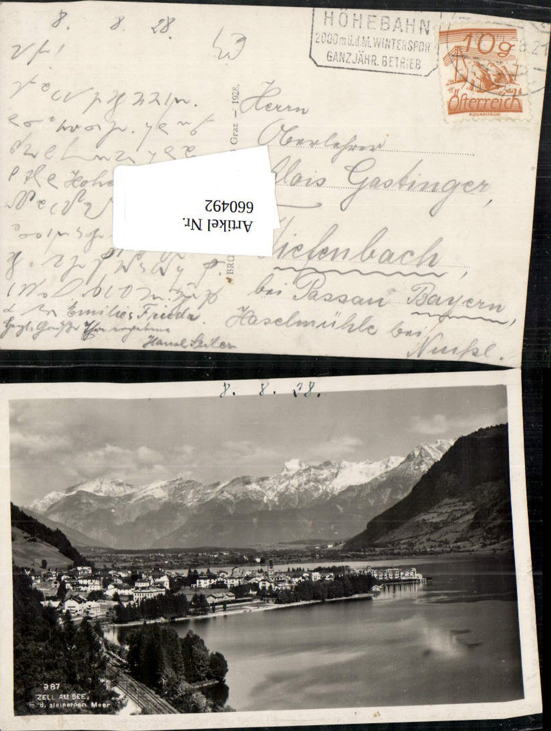 660492,Foto Ak Zell am See mit d. Steinernen Meer