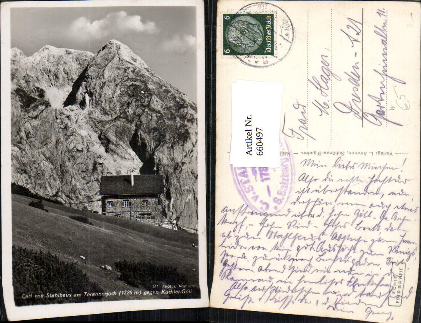 660497,Foto Ak Carl-von-Stahl-Haus Golling an der Salzach Torennerjoch geg. Kuchler-Göll