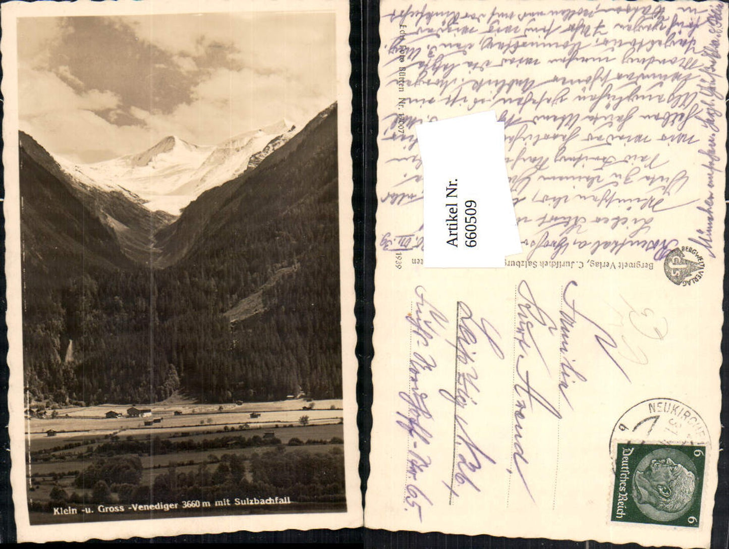 660509,Foto Ak Kl. u.Großvenediger mit Sulzbachfall Neukirchen am Großvenediger