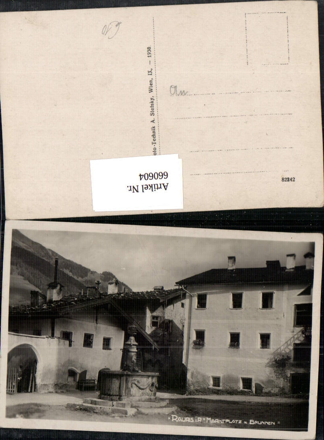 660604,Foto Ak Rauris Marktplatz m. Brunnen