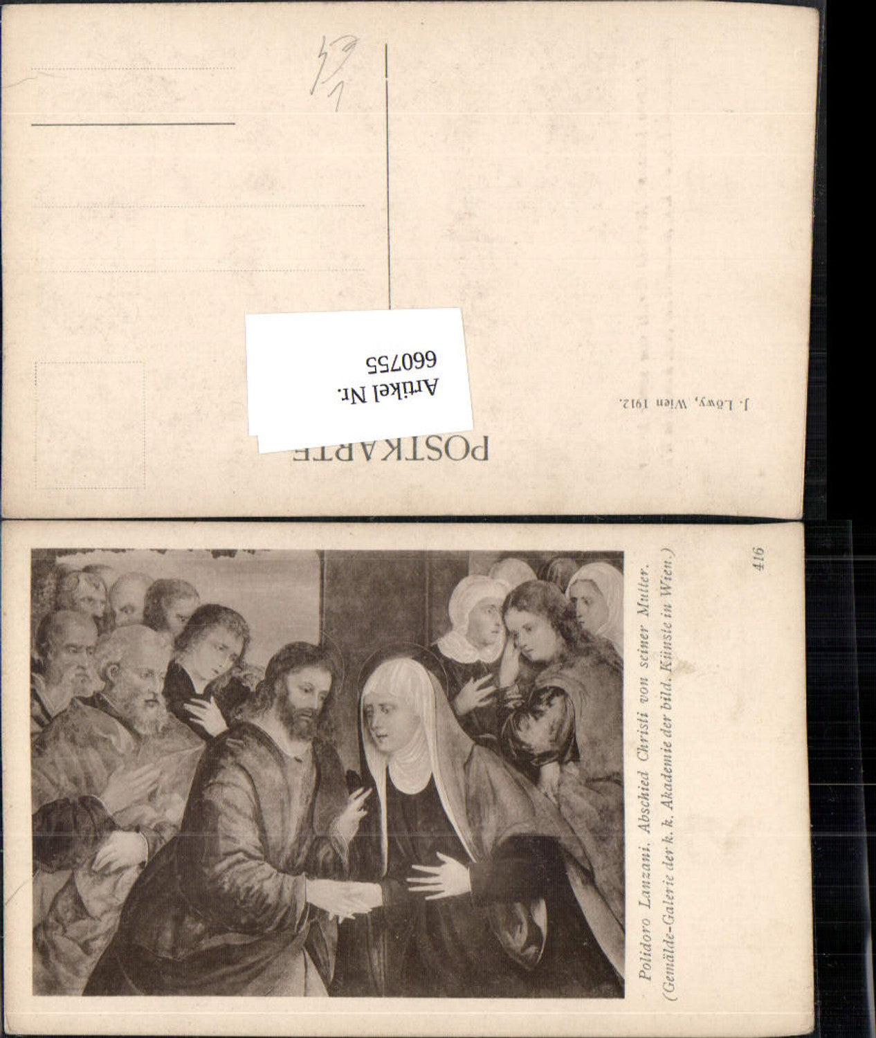 660755,Künstler Ak Polidoro Lanzani Abschied Christi v. seiner Mutter pub J. Löwy 416