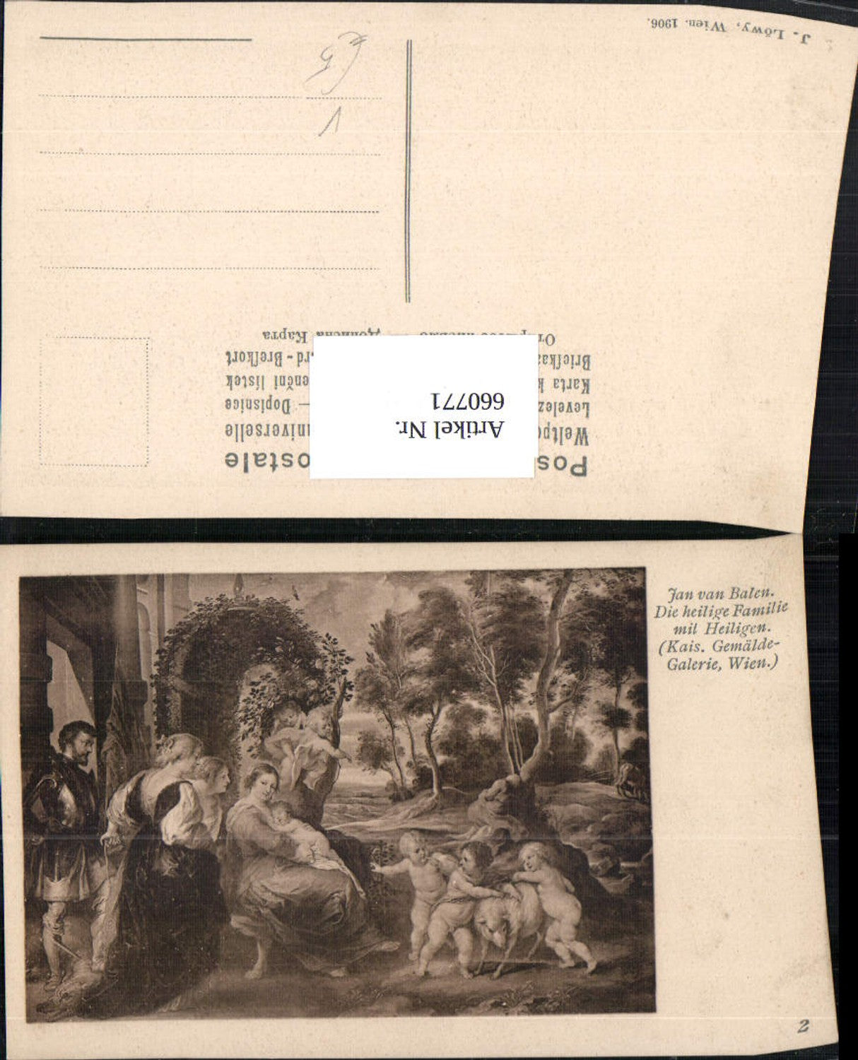 660771,Künstler Ak Jan van Balen Die heilige Familie mit Heiligen Religion pub J. Löwy 2