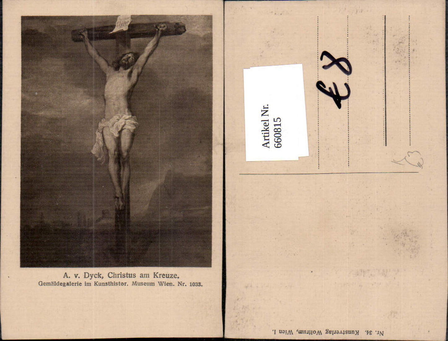660815,Künstler Ak A. v. Dyck Christus am Kreuze Religion