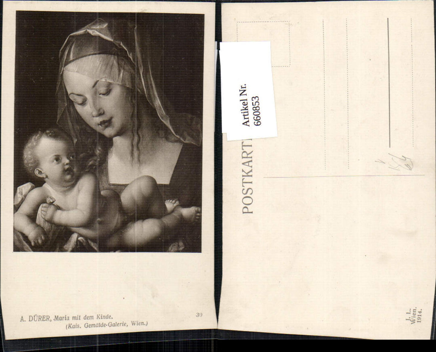 660853,Künstler Ak Albrecht Dürer Maria mit dem Kinde pub J. Löwy 30