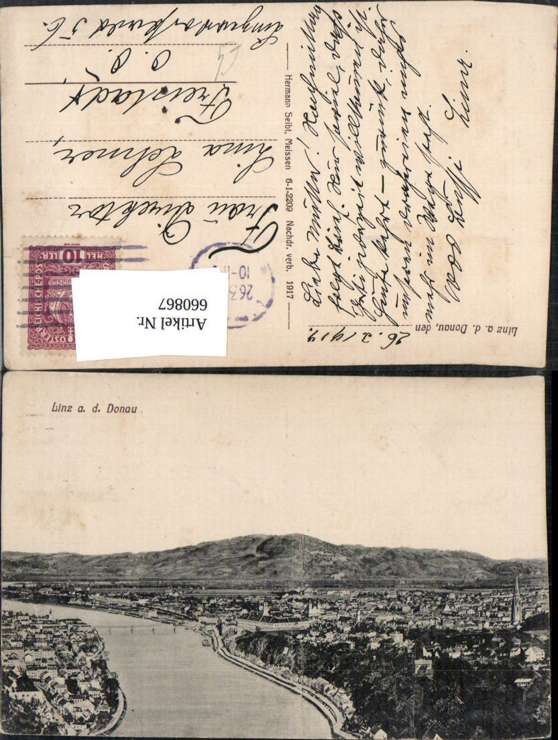 660867,Linz a. d. Donau Ansicht 1919