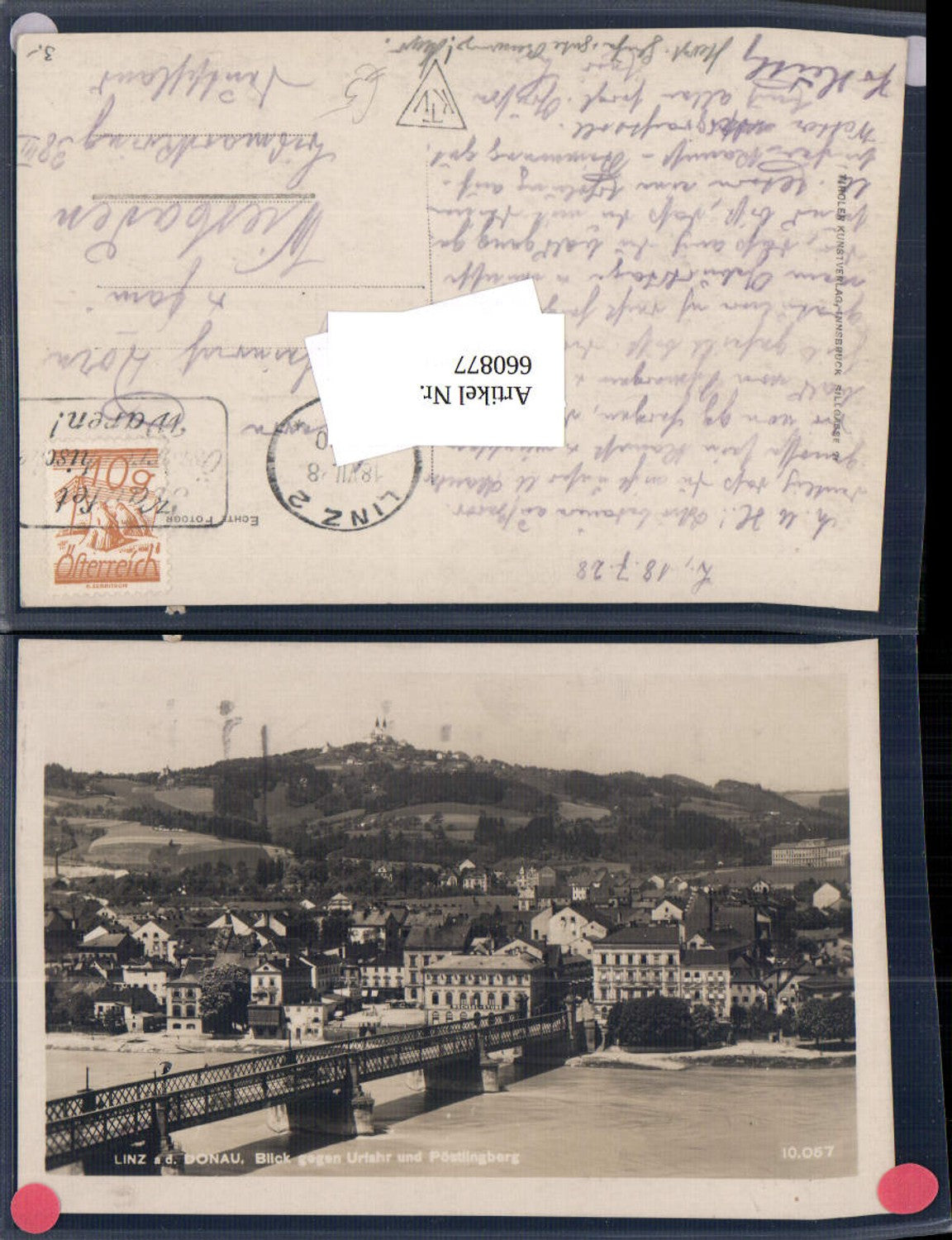 660877,Linz a. d. Donau Blick geg. Urfahr u. Pöstlingberg